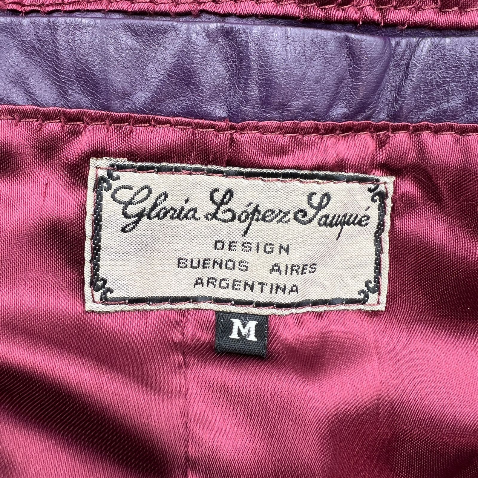 Vintage Gloria Lopez Sauque Suede Leather Jacket Purple Size M / US 6-8 / IT 42-44 - 3 Thumbnail