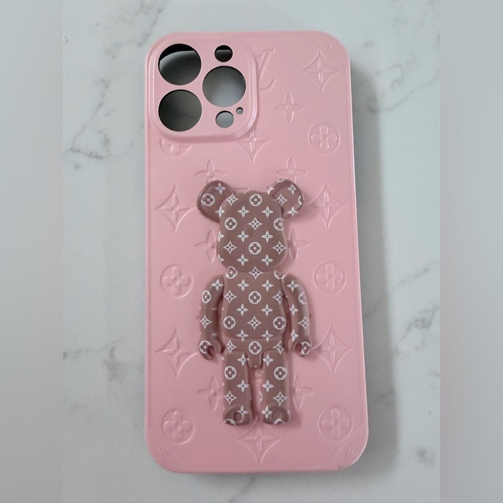 Other iPhone 13 Pro Max Pink Designer Phone Case with Bear Motif Size ONE SIZE - 1 Thumbnail