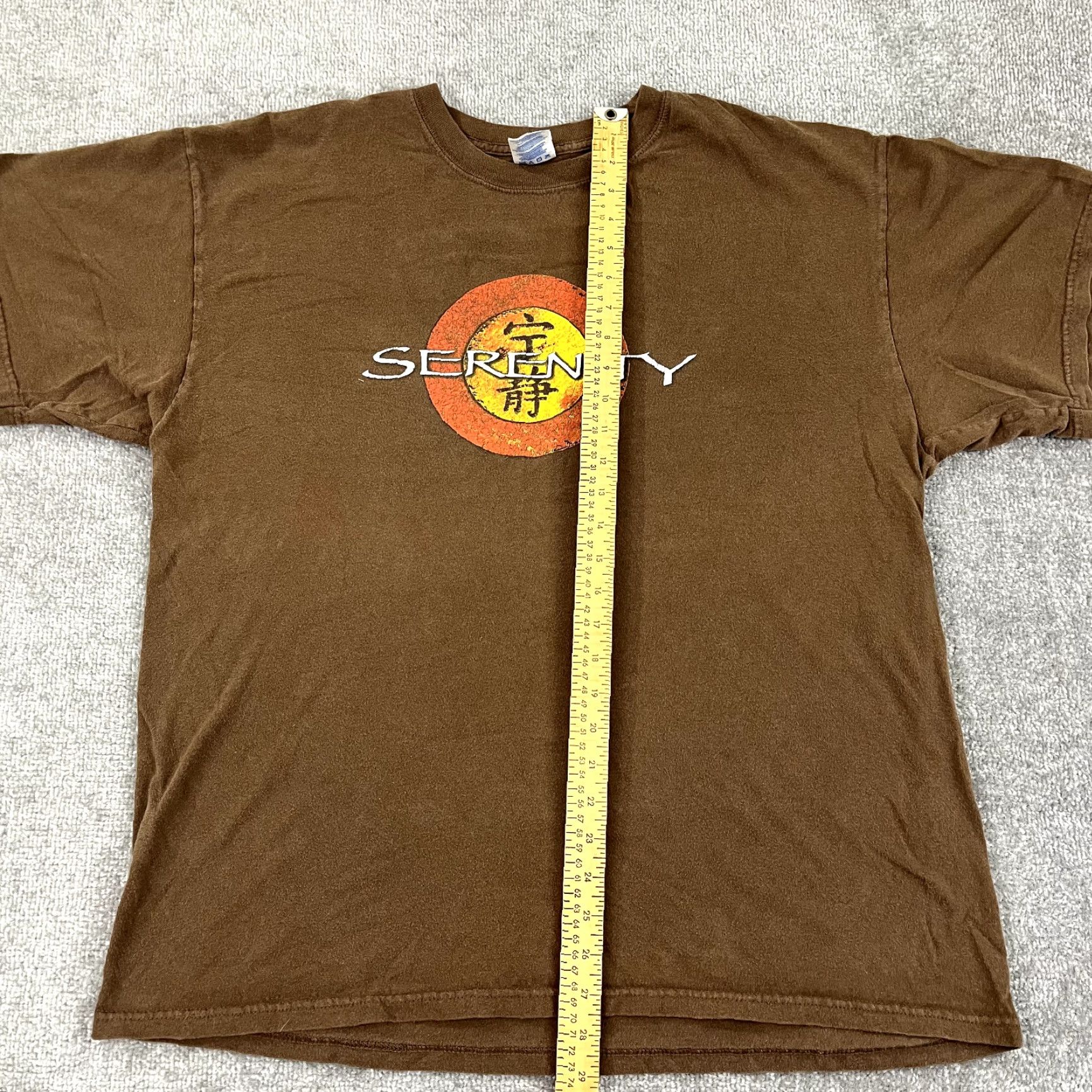 Vintage SERENITY Shirt Mens XL Brown Graphic Movie Promo Short Sleeve 2005 Y2K T-Shirt Classic Film Crew Neck Cotton M&O KNITS Vinyl? Size US XL / EU 56 / 4 - 4 Thumbnail