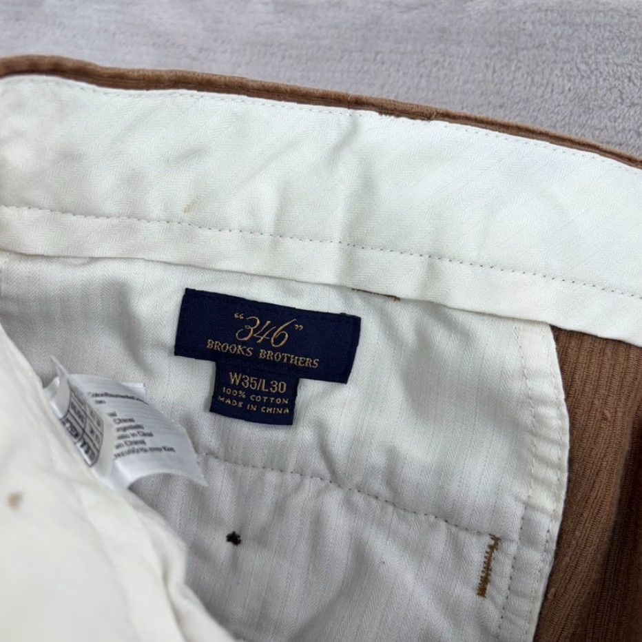 Brooks Brothers VINTAGE Brooks Brothers Pleated Dress Pants Corduroy 35x29 Brown Old Money Luxury Baggy Size US 35 - 2 Thumbnail