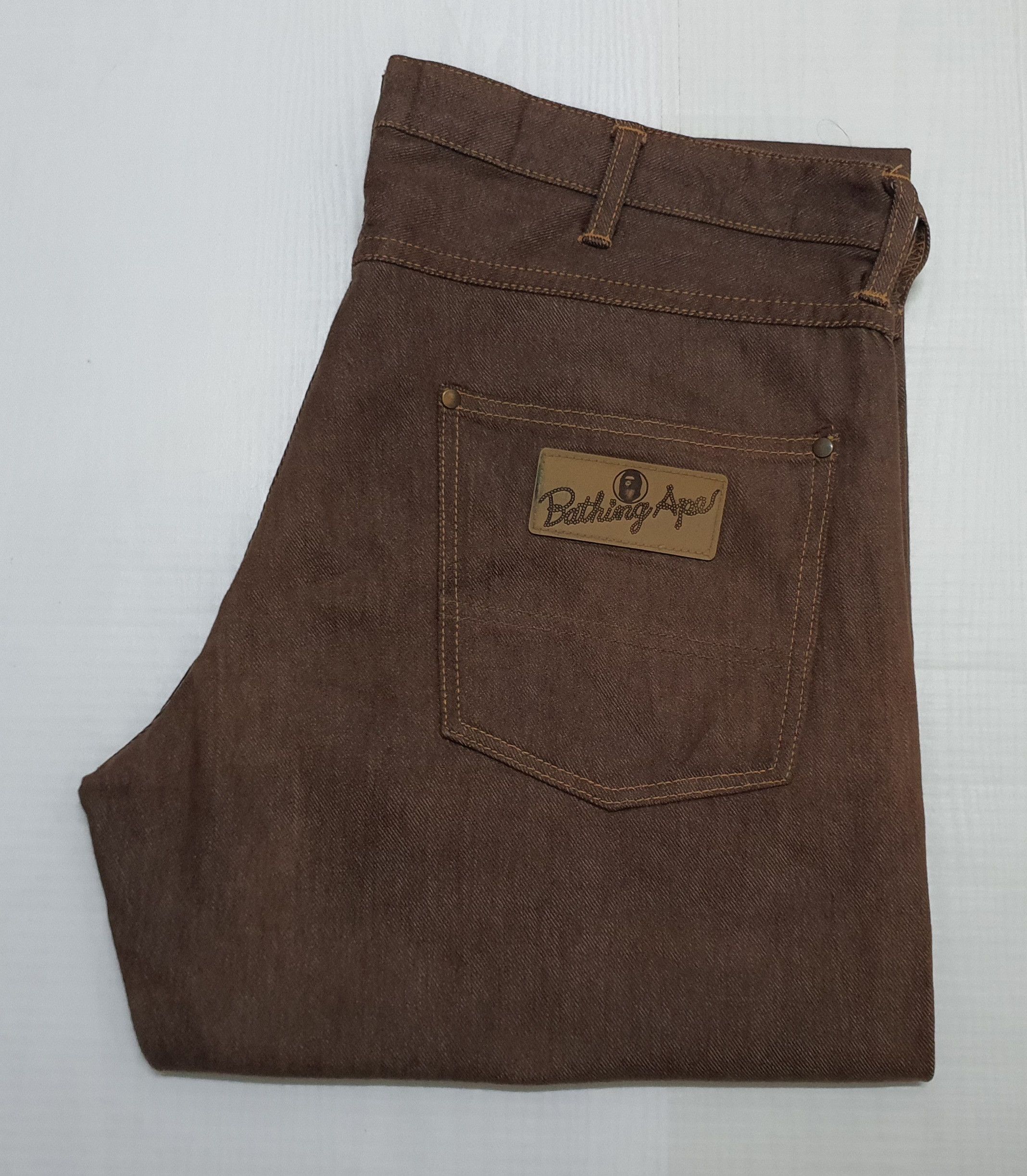 Bape Waist 36" Vintage Bathing Ape Brown Jeans, XL. (Original) Size US 36 / EU 52 - 16 Thumbnail