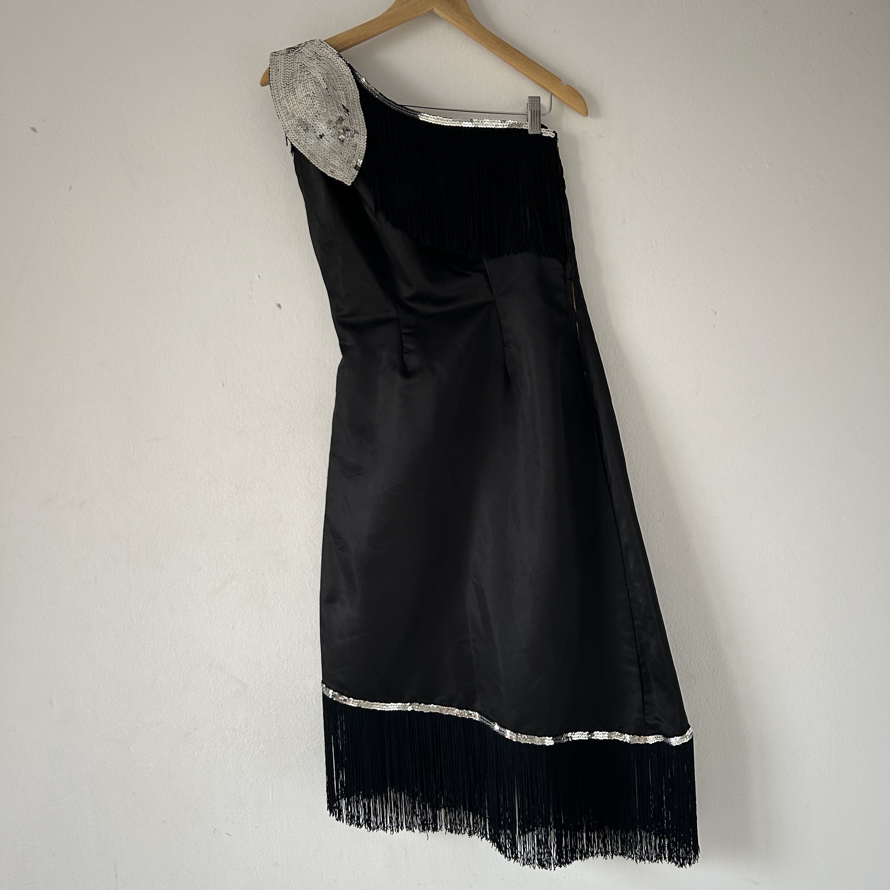Vintage Vintage 80s One Shoulder Satin Dress Size L / US 10 / IT 46 - 6 Thumbnail