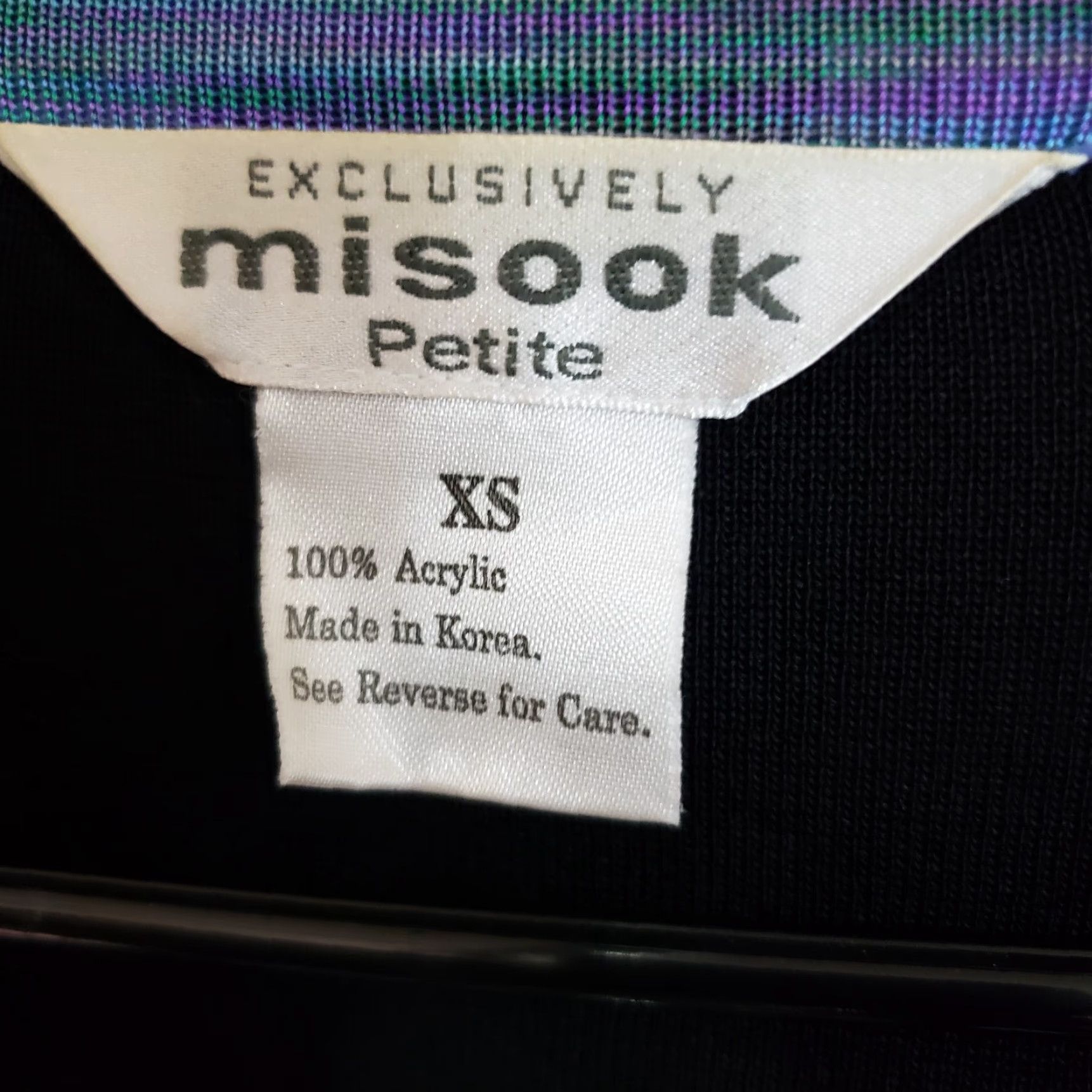 Vintage Misook Womens Cardigan Sz XSP Black Blue Open Front Pockets Exclusively Size XS / US 0-2 / IT 36-38 - 5 Thumbnail