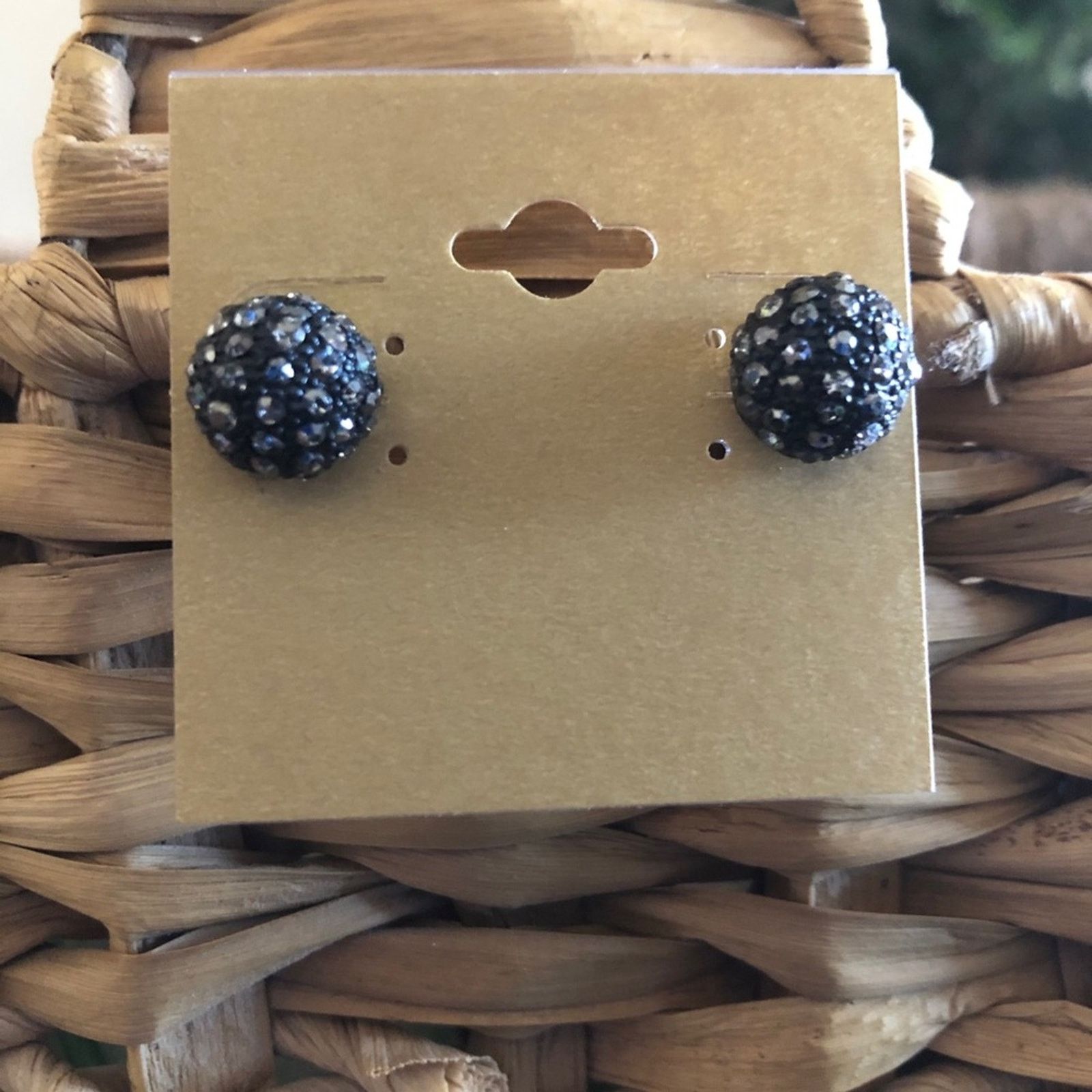 Jewelry Black rhinestone disco ball pierced earrings Size ONE SIZE - 1 Thumbnail