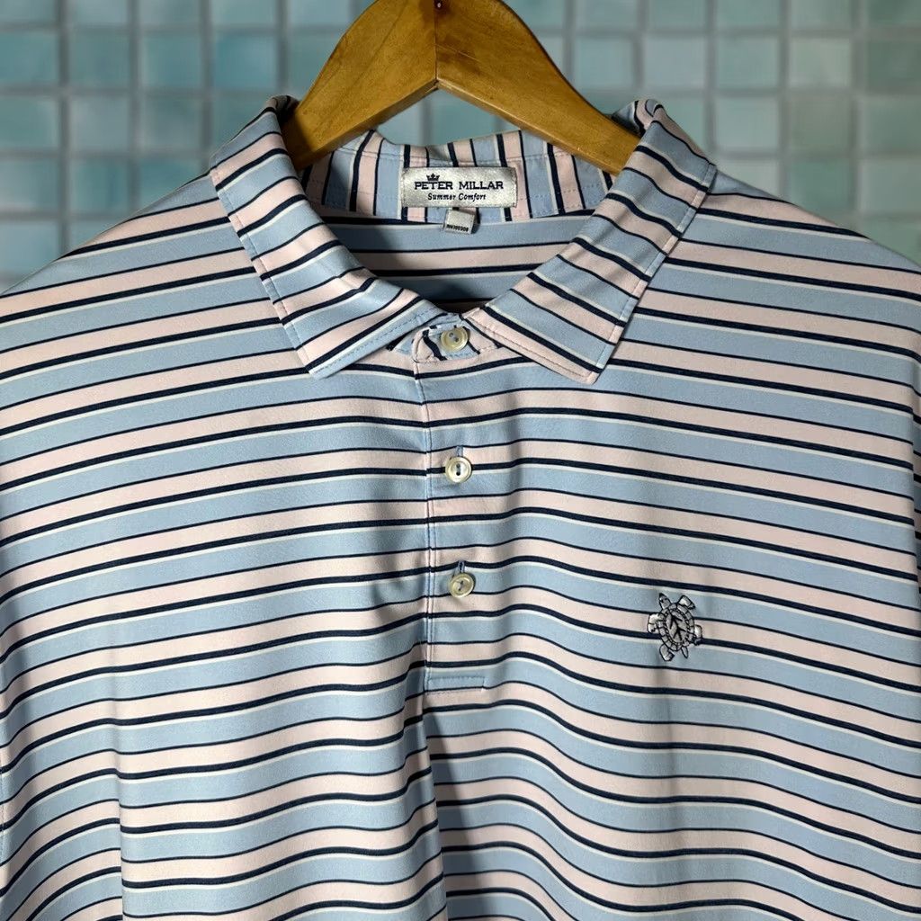 Peter Millar Peter Millar Polo Shirt Mens XL Multicolor Stripe Short Sleeve Moisture Wicking Golf Logo Embroidered Turtle Classic Summer Comfort Size US XL / EU 56 / 4 - 1 Thumbnail