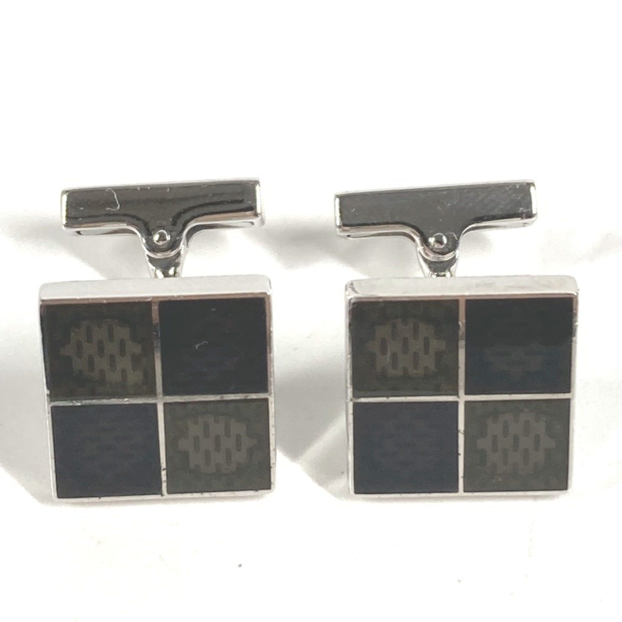 Louis Vuitton LOUIS VUITTON Damier Logo Cufflinks - AG925 Silver Men's & Women's Size ONE SIZE - 1 Thumbnail