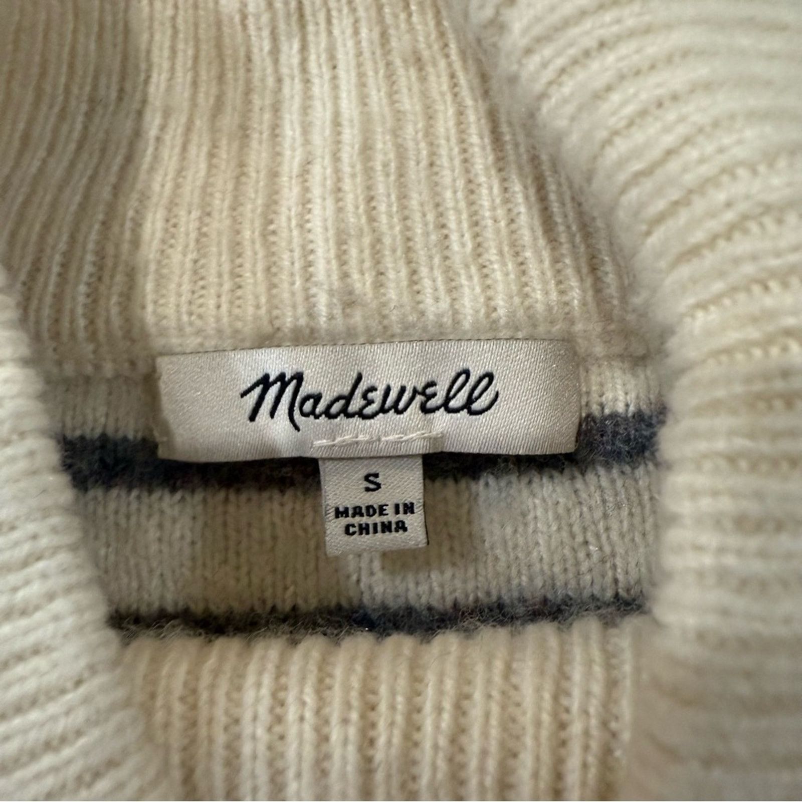 Madewell Madewell Stripe-Play Mockneck Wool Blend Sweater Women Small Size S / US 4 / IT 40 - 9 Thumbnail