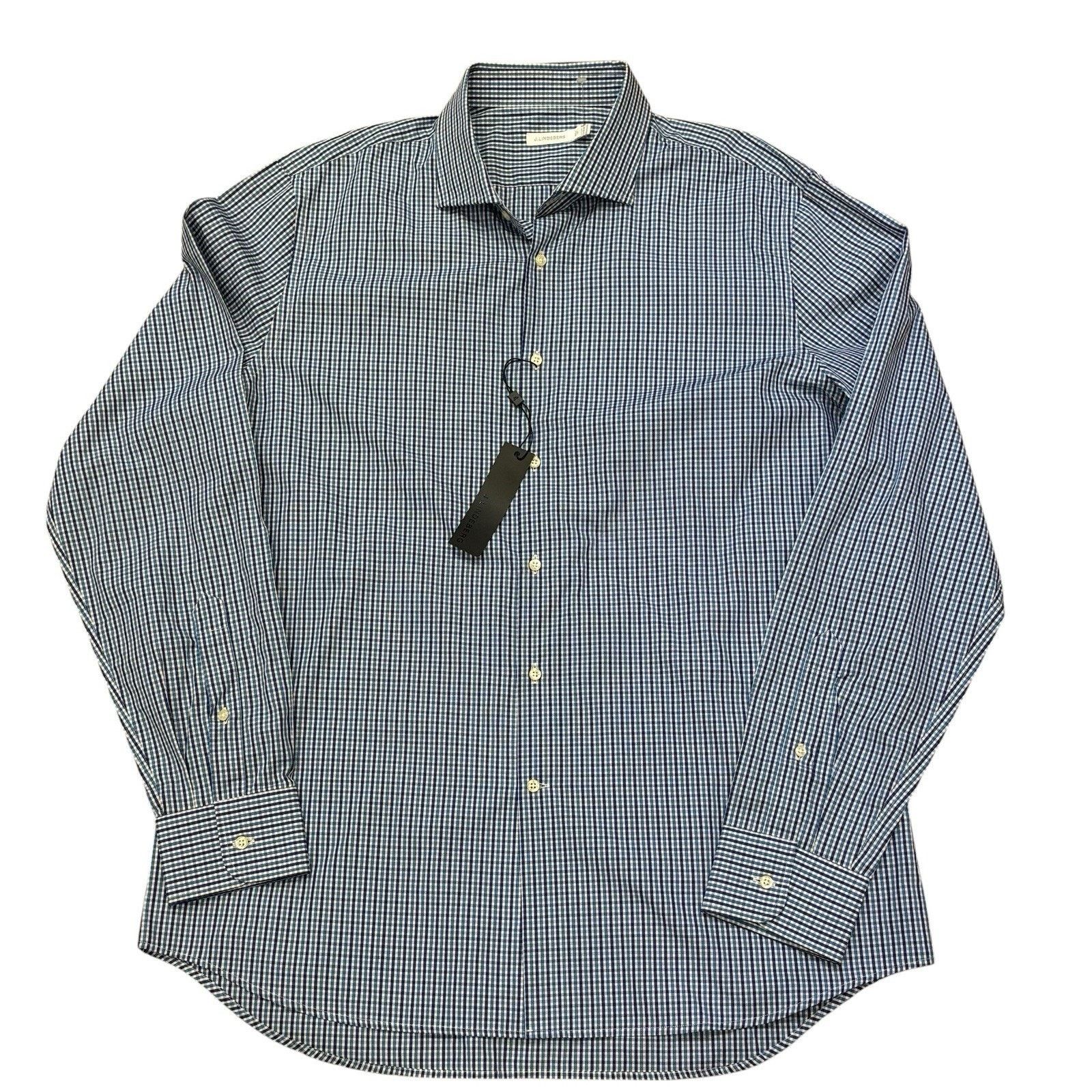 J.Lindeberg J. Lindeberg Blue Tattersall Long Sleeve Button Down XL NWT Size US XL / EU 56 / 4 - 1 Thumbnail