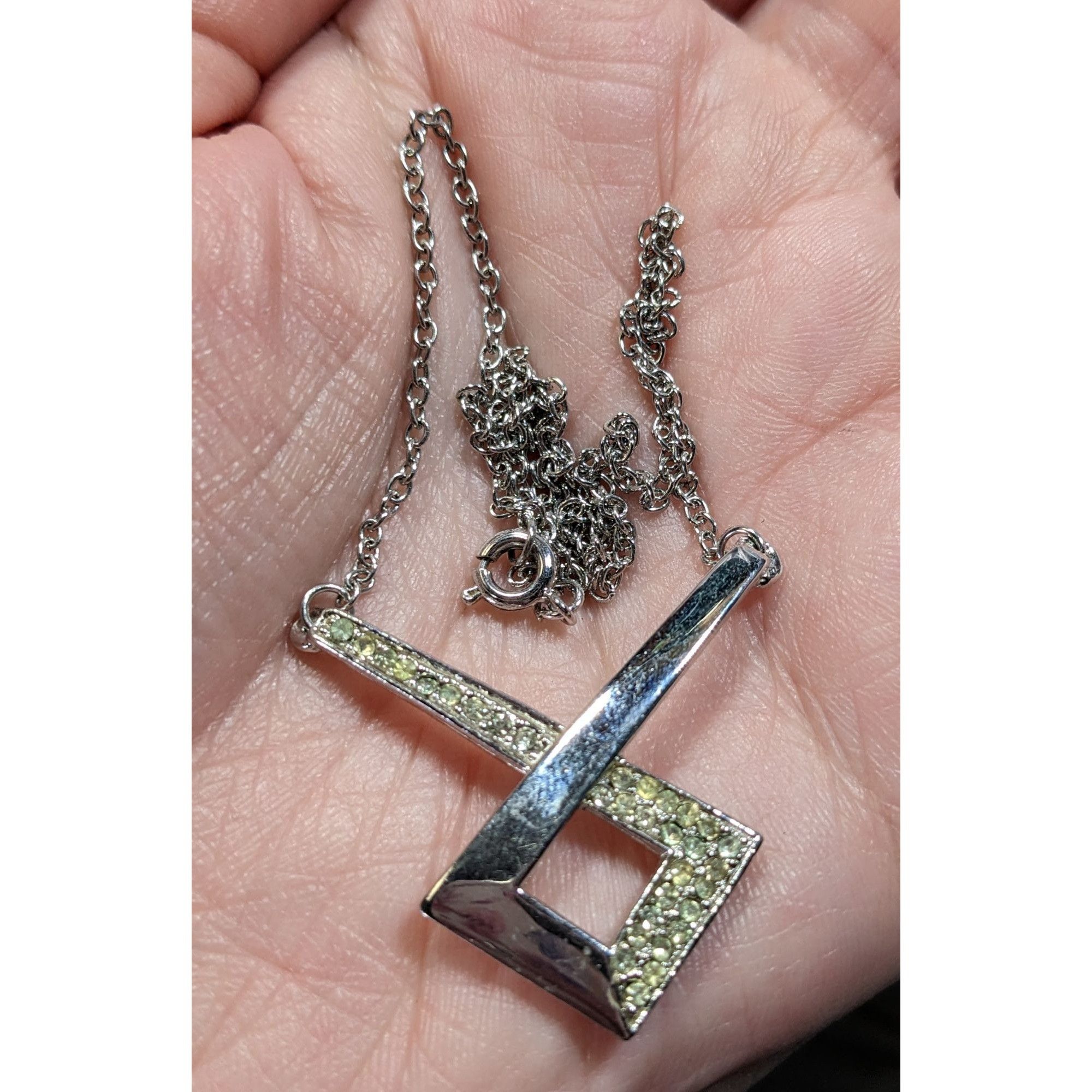 Other Geometric Pendant Necklace Silver ToneWith Rhinestone Accent Size ONE SIZE - 6 Thumbnail