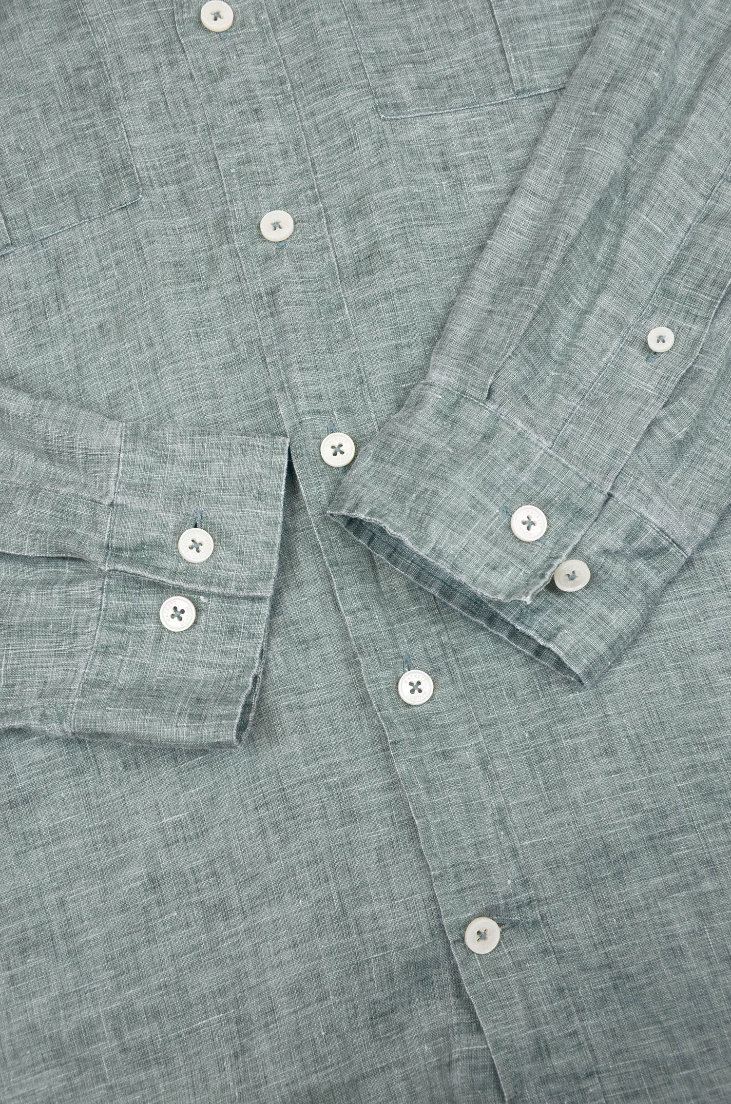 Hackett HACKETT LONDON Slim Green Linen Shirt - L Size US L / EU 52-54 / 3 - 3 Thumbnail