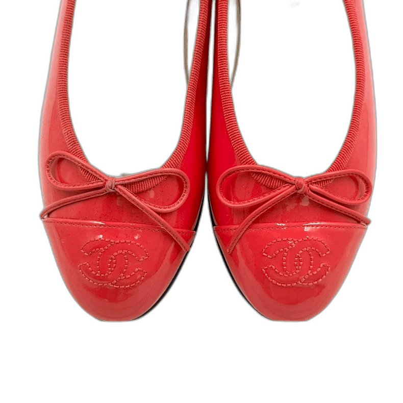 Chanel Chanel Red Patent Ballerina Flats with Bow -2505 Size US 6 / IT 36 - 1 Thumbnail