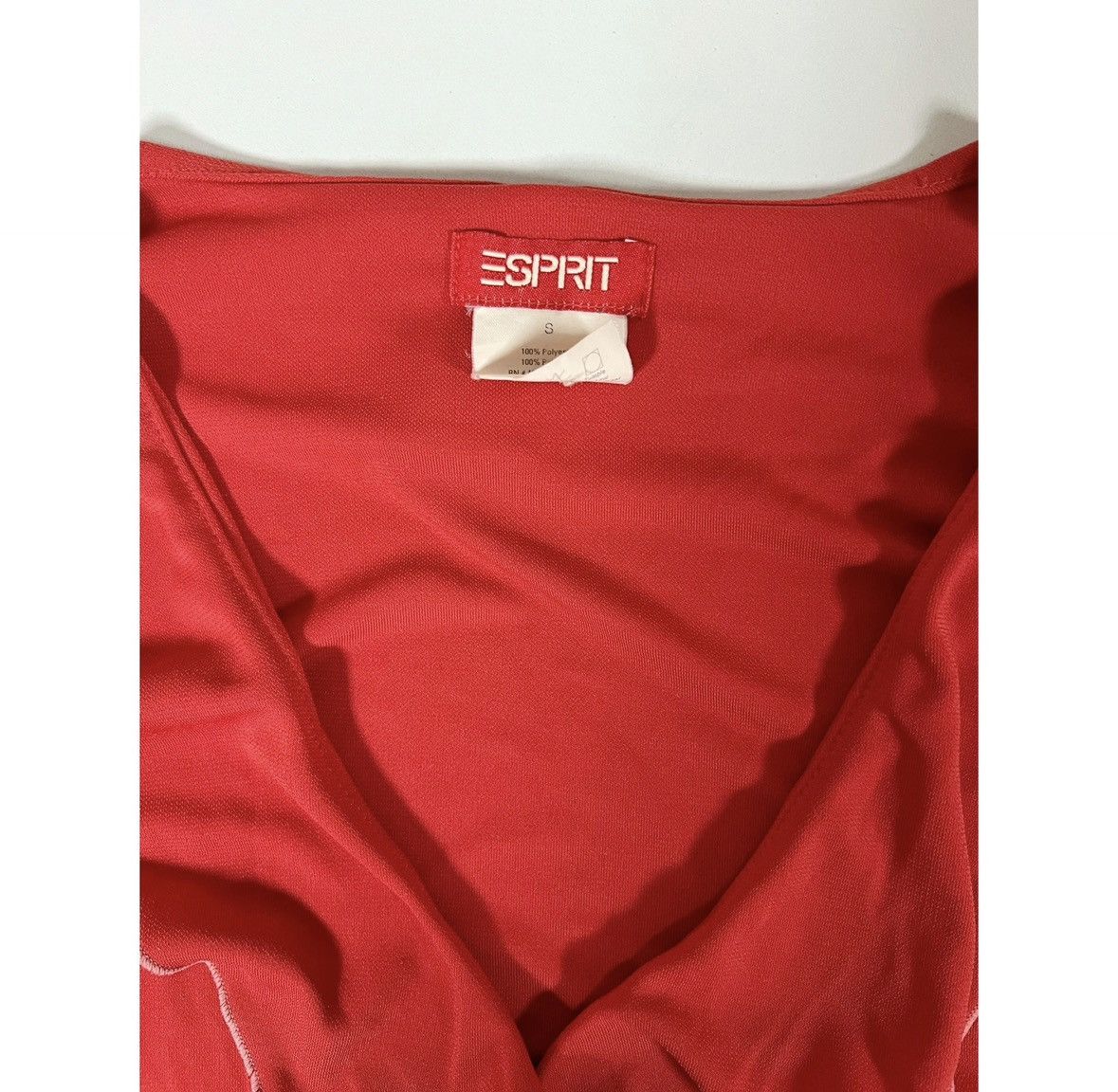 Esprit Esprit Red Ruffle Quarter Sleeve Shirt Top Blouse Size S 🤍❤️ Size S / US 4 / IT 40 - 3 Thumbnail