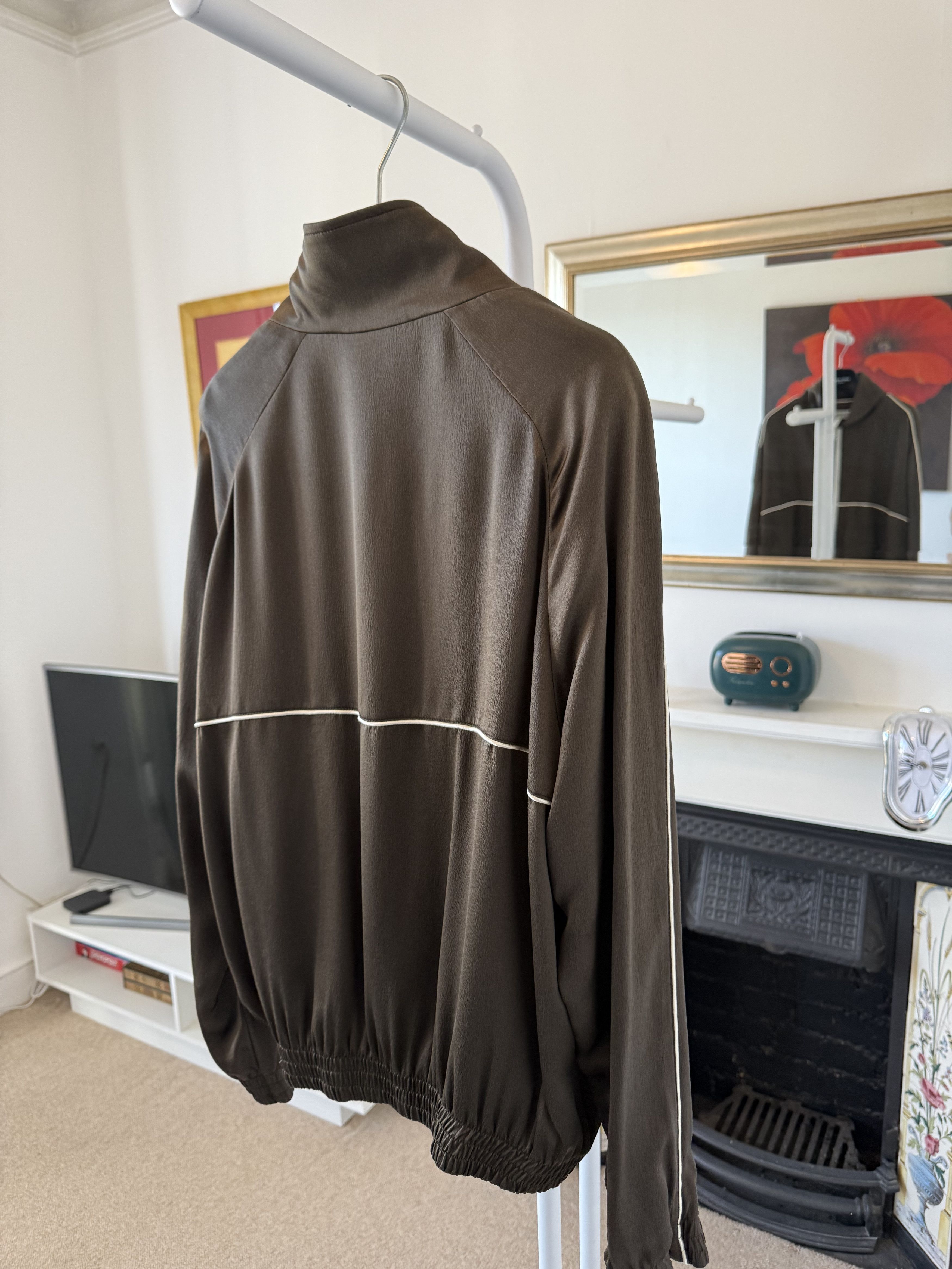 Saint Laurent Paris Saint Laurent Teddy Jacket in Silk Satin Crepe Khaki Size US M / EU 48-50 / 2 - 3 Thumbnail