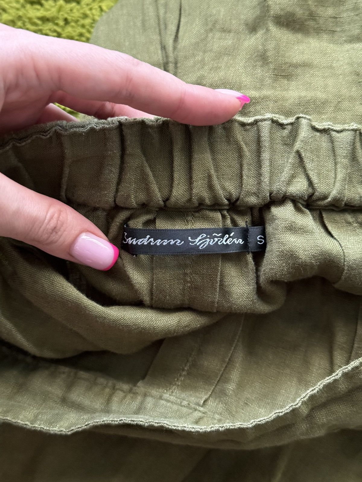 Designer Gudrun Sjoden 100% linen khaki skirt Size 26" / US 2 / IT 38 - 3 Thumbnail