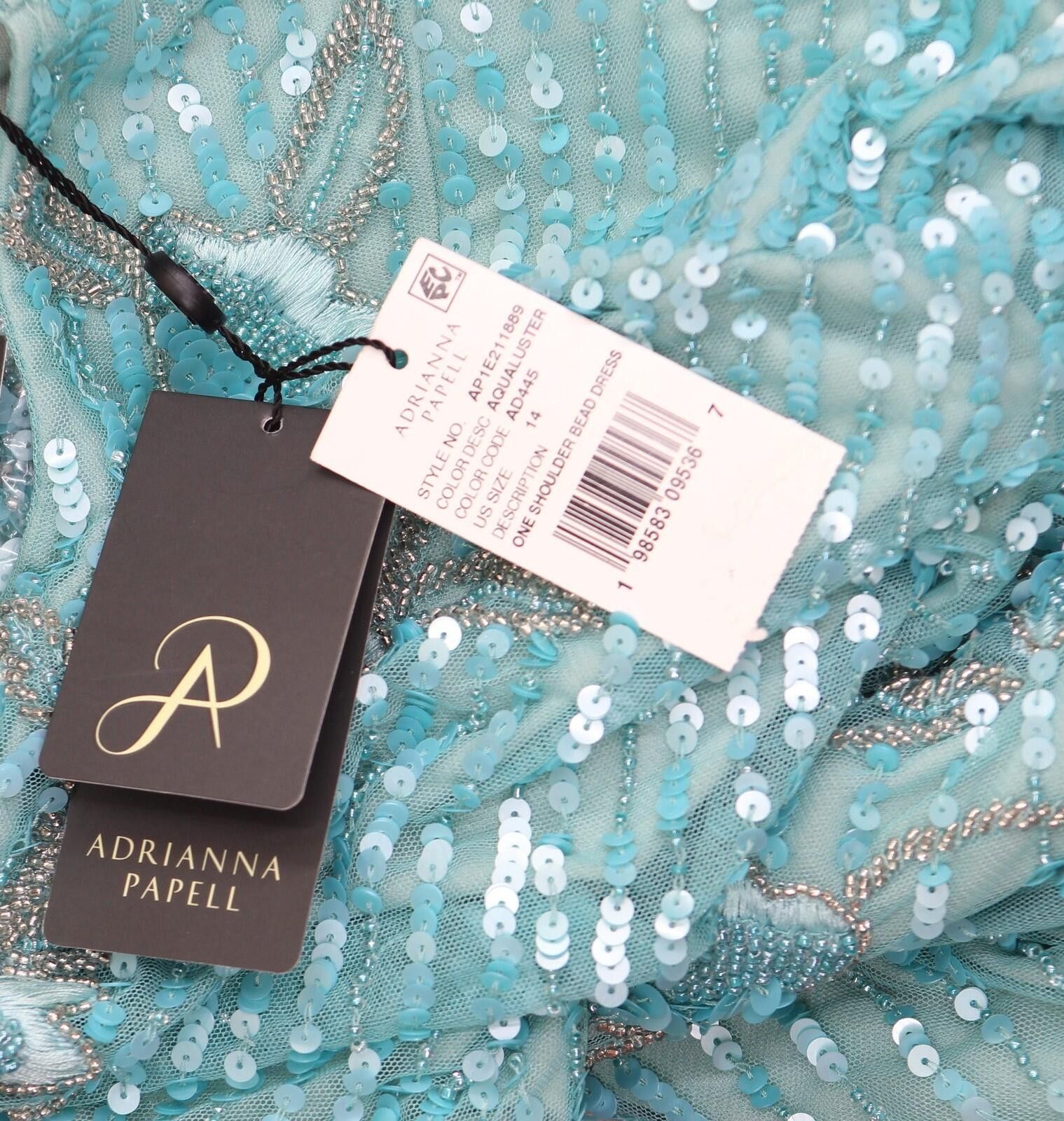 Other Nwt Adrianna Papell One Slit Dress Gown Aqua Luster Blue 14 Size XL / US 12-14 / IT 48-50 - 4 Thumbnail