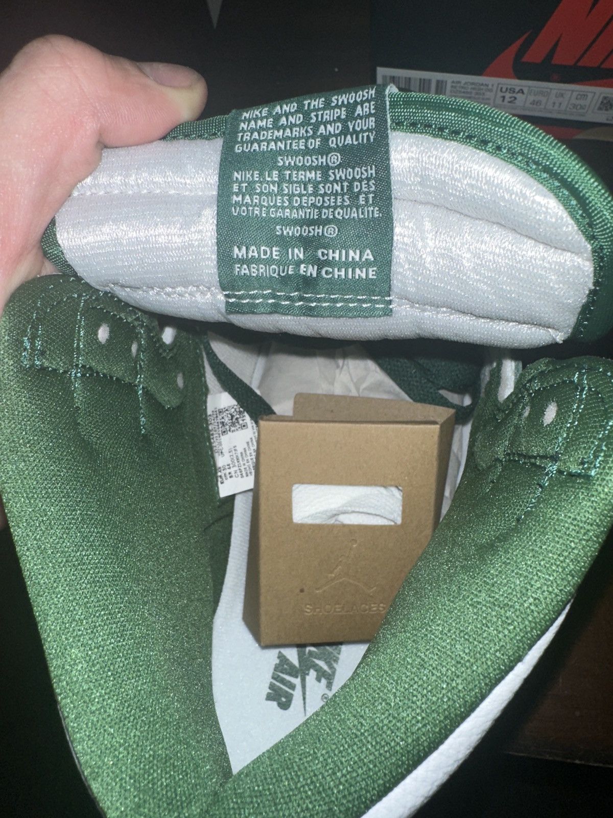 Nike AIR JORDAN 1 RETRO HIGH GORGE GREEN/METALLIC SILVER Size US 12 / EU 45 - 6 Thumbnail
