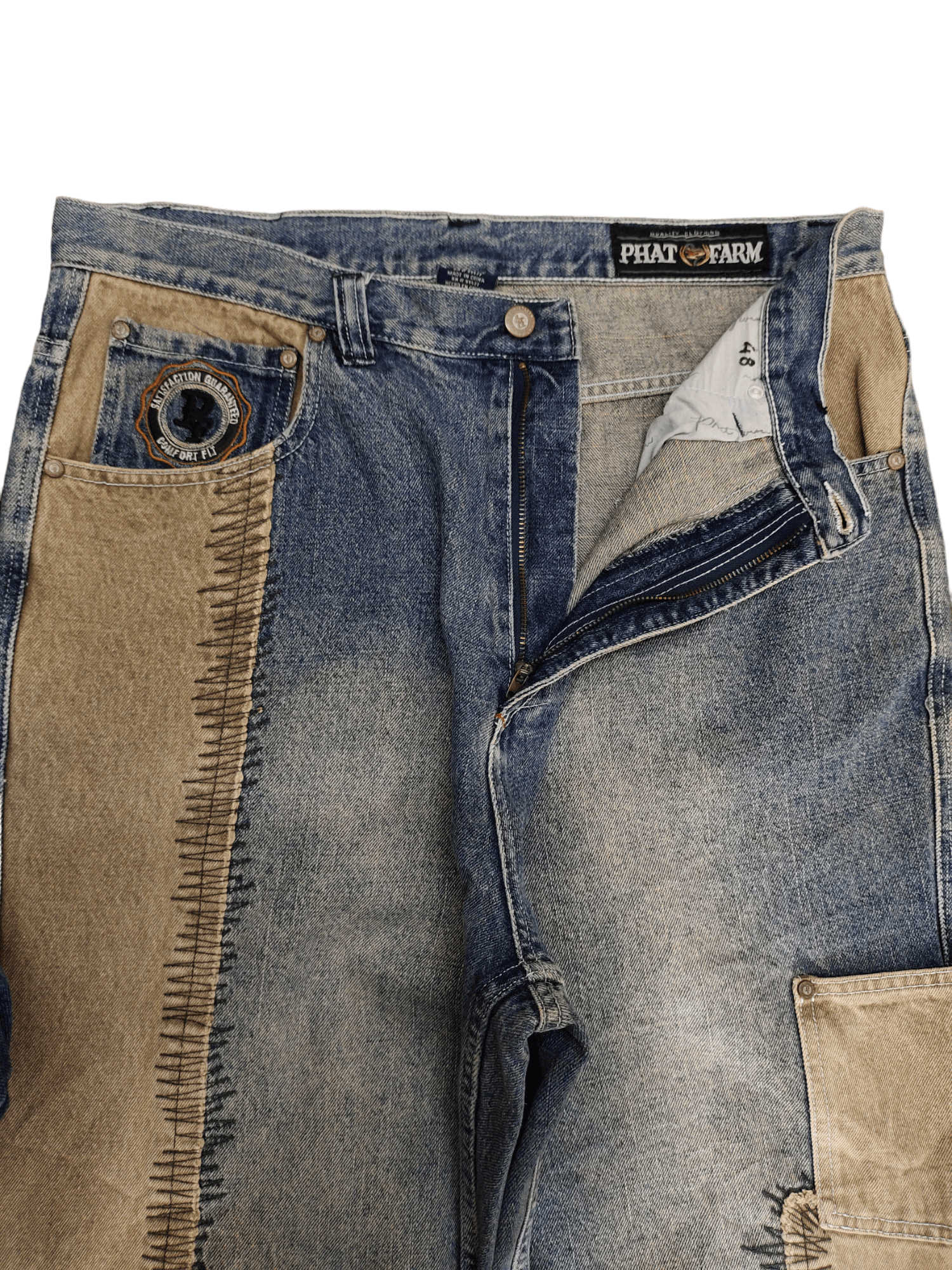 Phat Farm Crazy Vintage Y2k Phat Farm Patchwork Jnco Style Baggy Jeans Size US 35 - 9 Thumbnail
