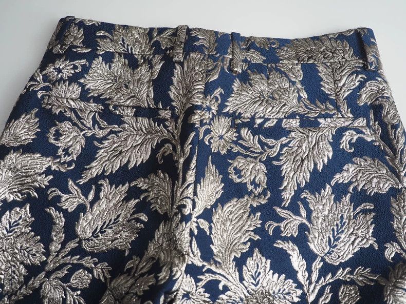 Dolce & Gabbana Dolce GabbanaBlue silver thread full of floral embroidered Size 44R - 4 Thumbnail