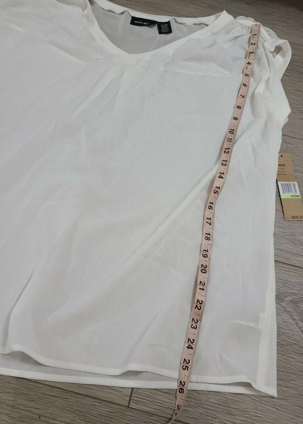 DKNY DKNY Top 18/20w White Sheer Short Sleeve New Blouse Size XXL / US 16-18 / IT 52-54 - 6 Thumbnail