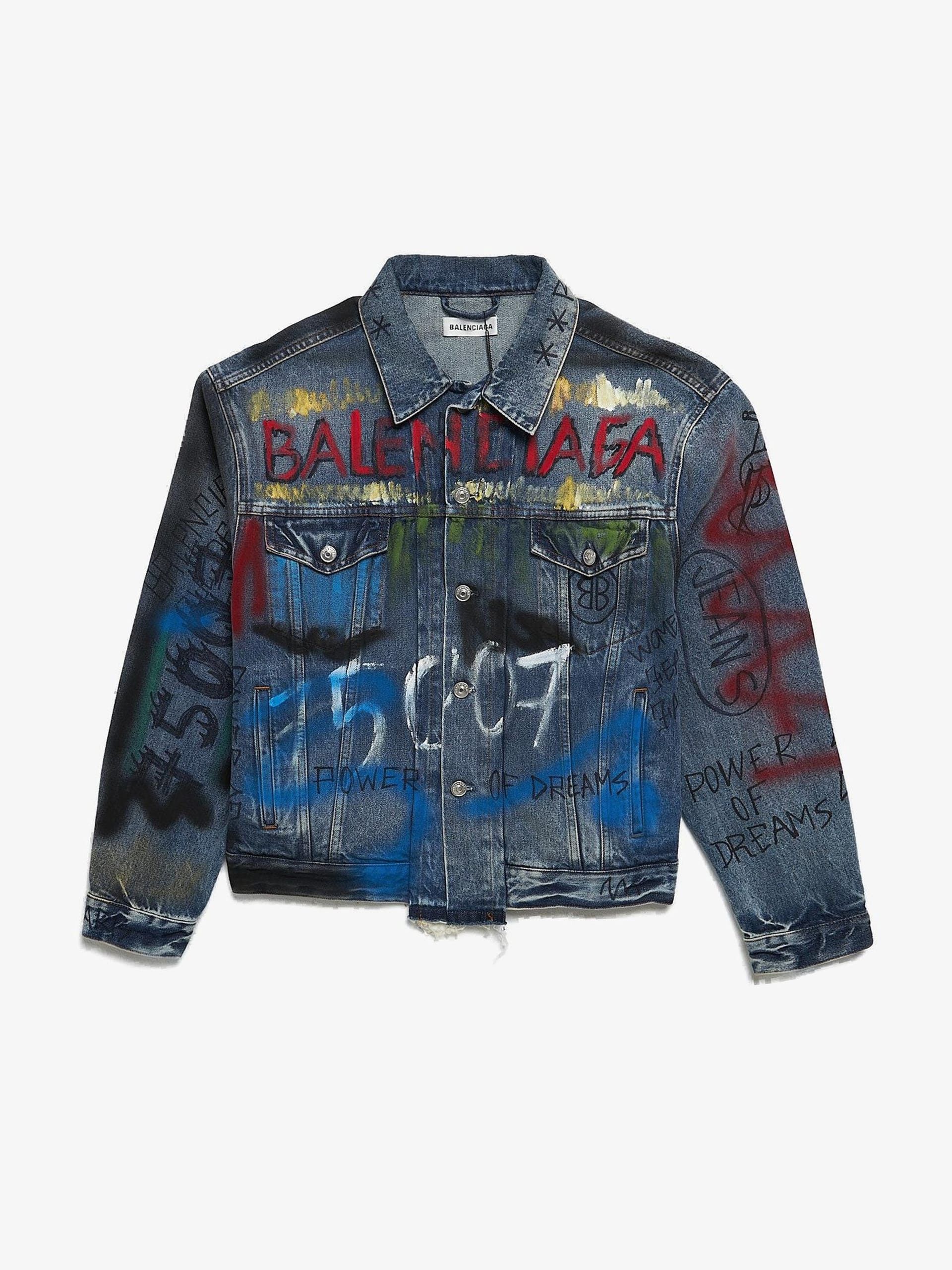 image of Balenciaga Dirt Light Vintage Blue Logo Denim Twill Jacket, Men's (Size 2XS)