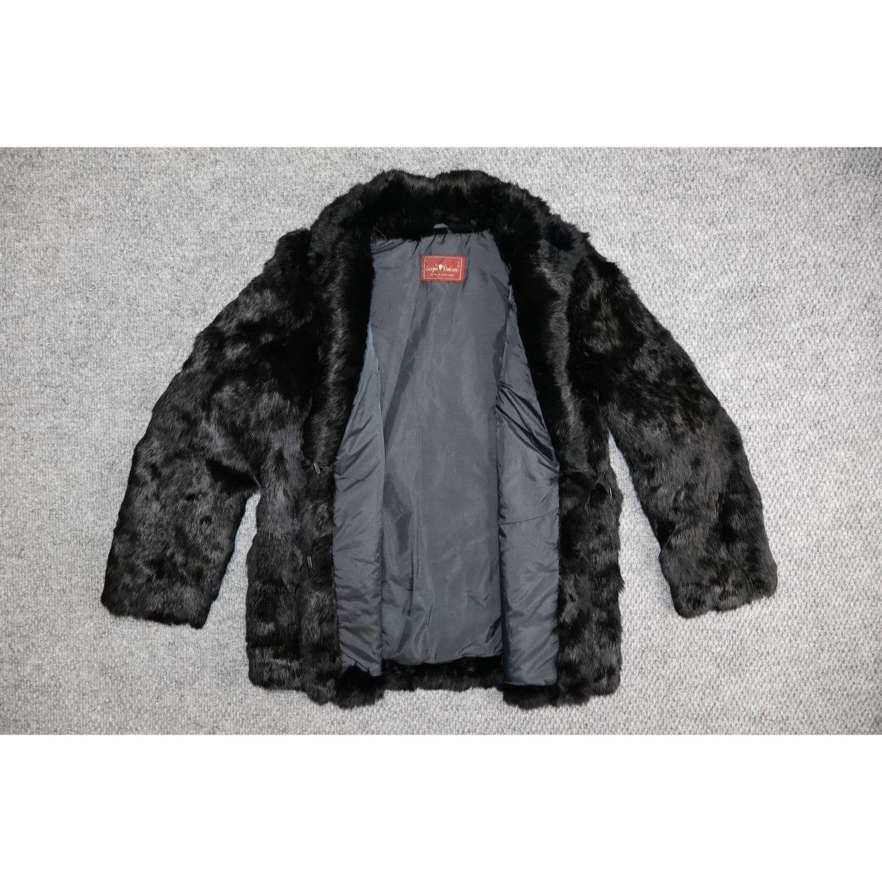 Vintage Vintage Sergio Valente Rabbit Fur Coat Black Overcoat Size L / US 10 / IT 46 - 4 Thumbnail