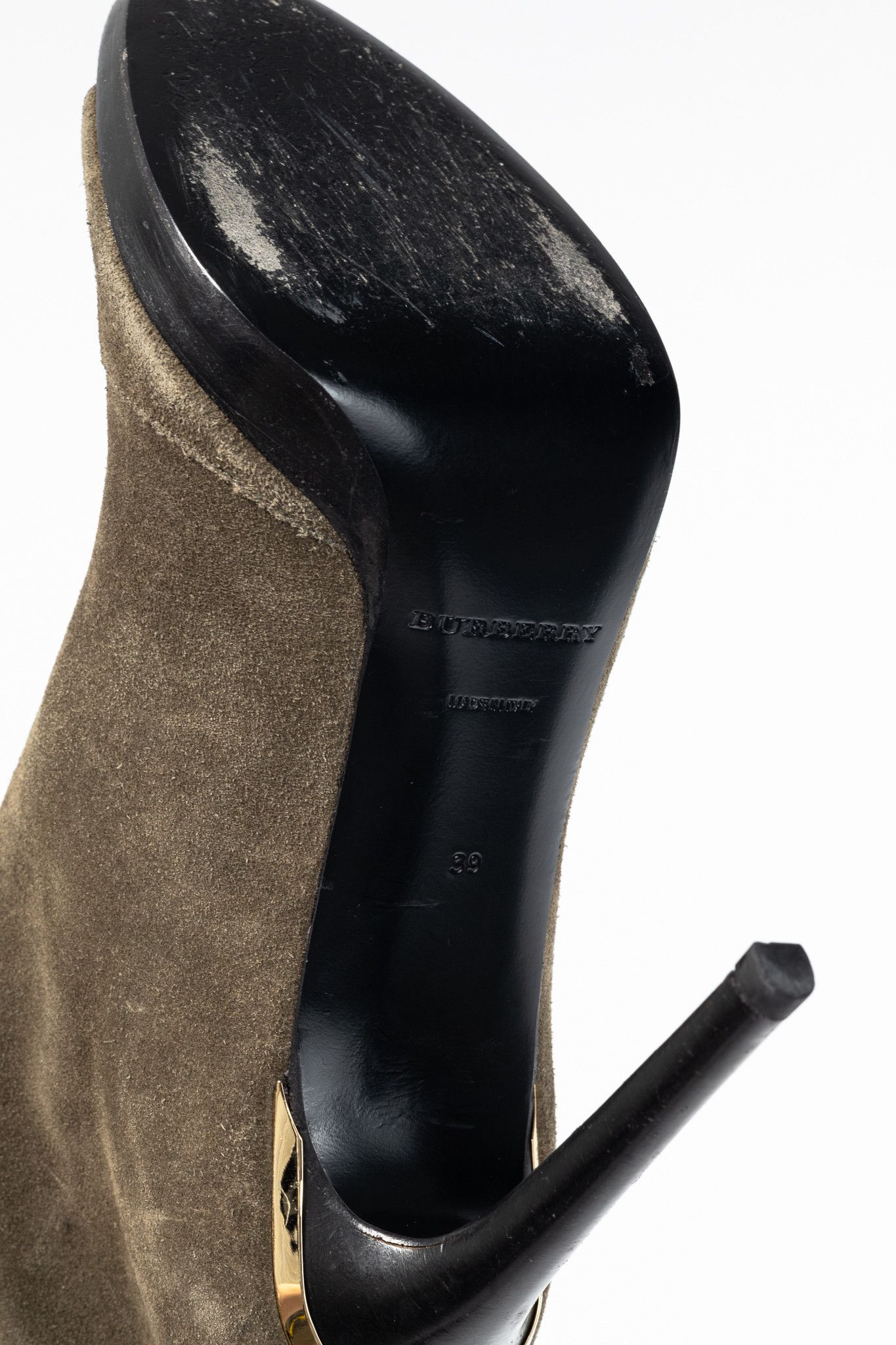 Burberry Burberry Pelling Khaki Suede Fringe Peep-Toe Booties Size US 8.5 / IT 38.5 - 5 Thumbnail