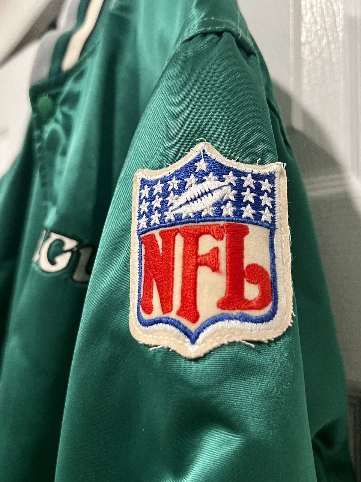 NFL × Vintage Vintage 80s Philadelphia Eagles Green Satin Bomber Jacket Size US XL / EU 56 / 4 - 3 Thumbnail