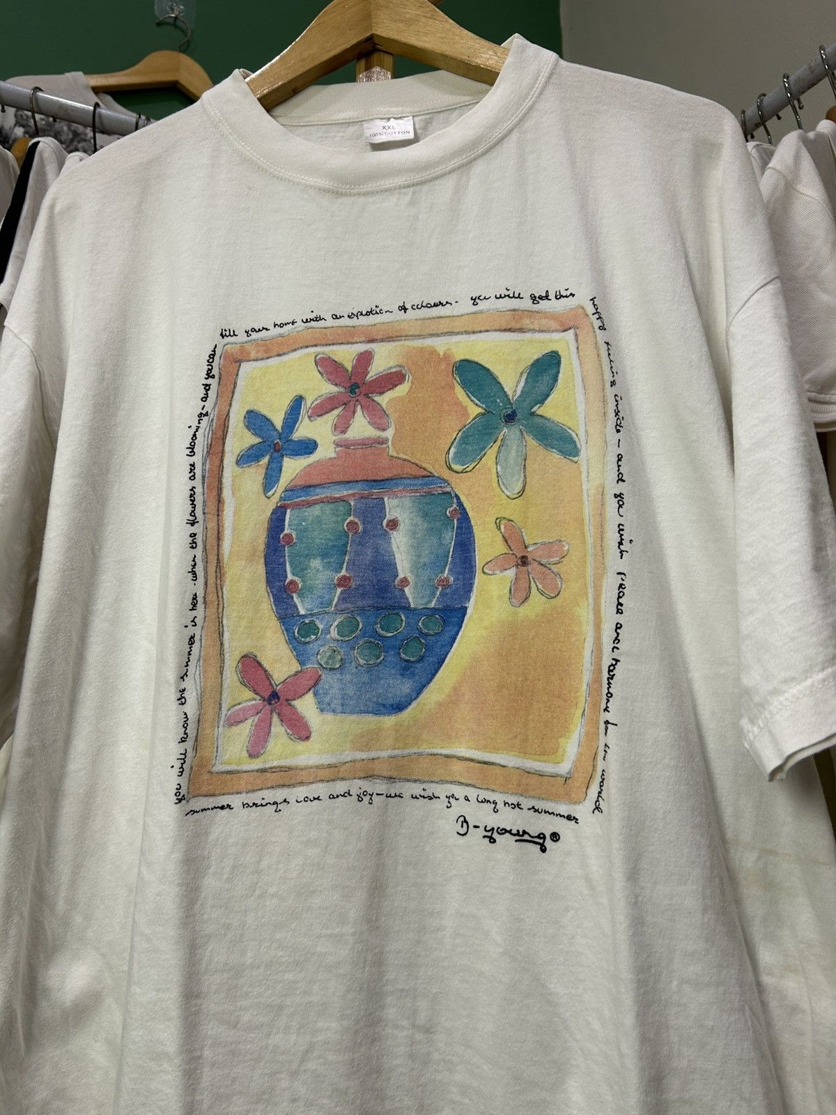 Vintage Vase & Flowers Art by B.Young Vintage Size US XXL / EU 58 / 5 - 2 Thumbnail