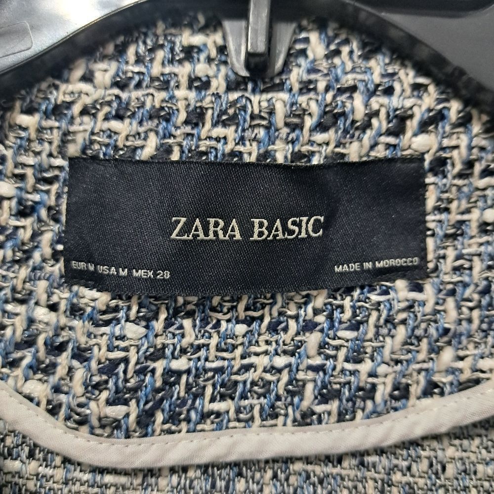 Zara Zara Tweed Jacket Boho Western Tassel Pockets Medium Blue/Wh Size M / US 6-8 / IT 42-44 - 12 Thumbnail