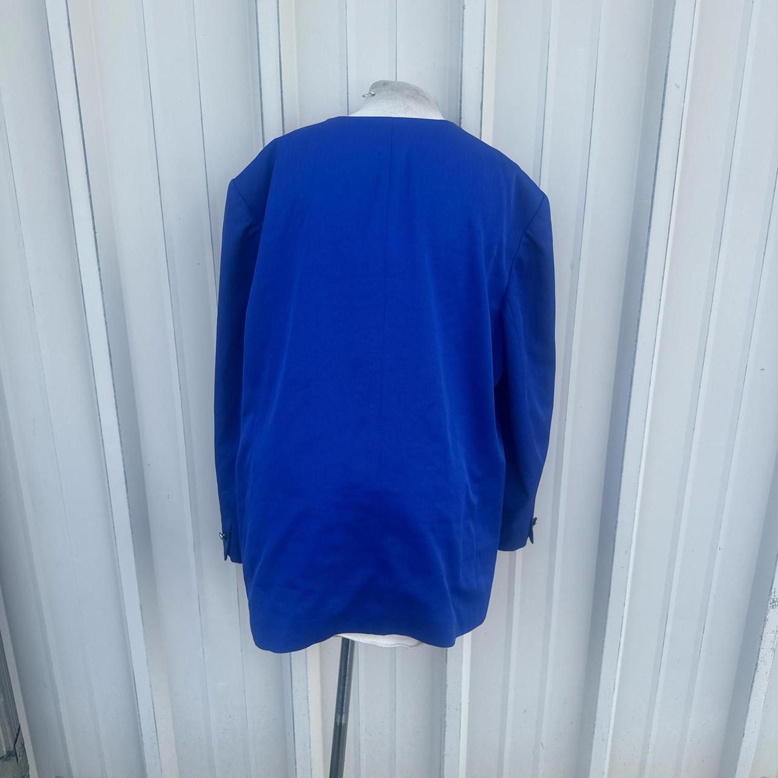 Other Blue 80s vintage blazer with purple cuffs blazer Size 4XL / US 24-26 - 3 Thumbnail