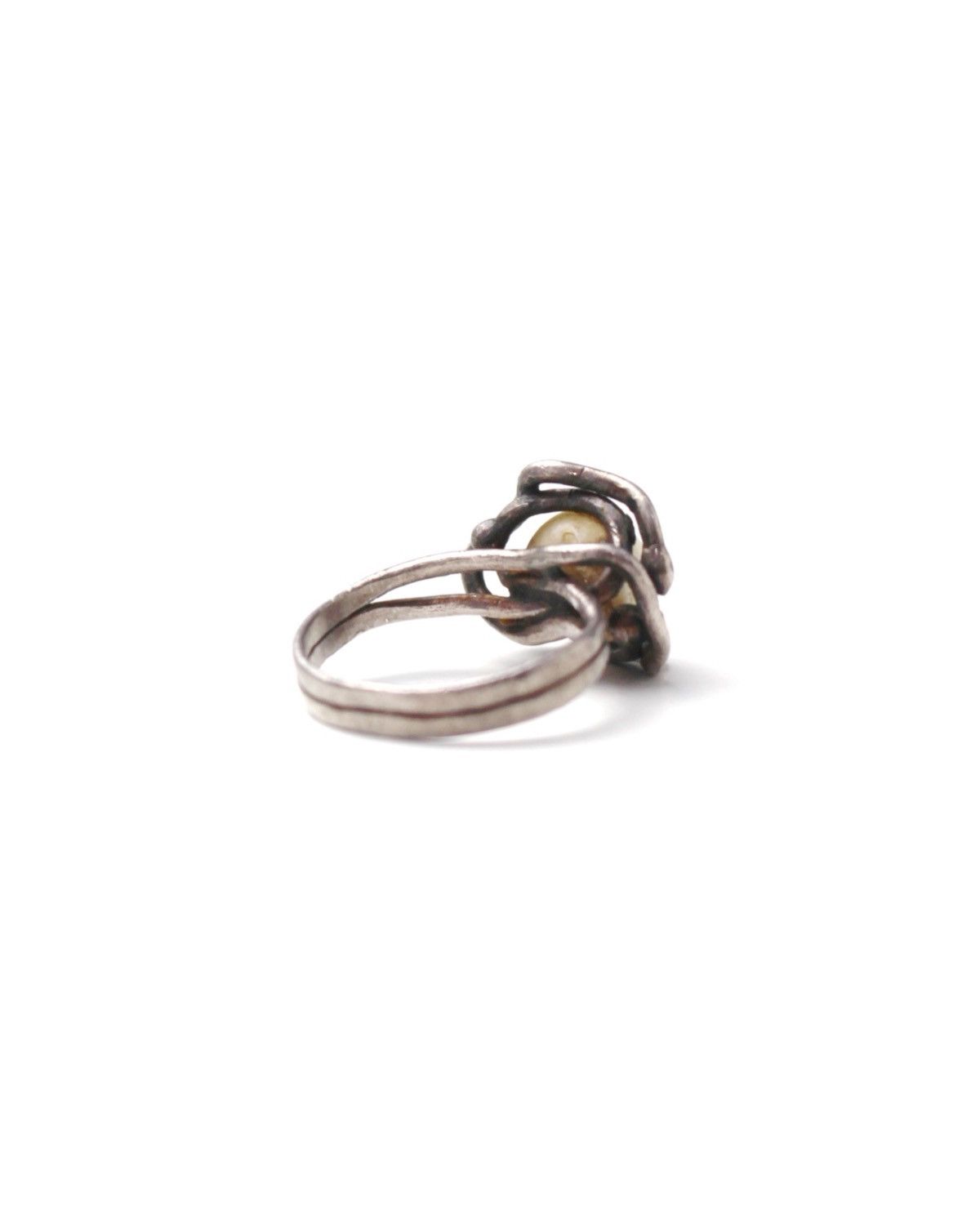 Vintage 1990S JAPANESE MADE HANDCRAFTED STERLING SILVER PEARL RING Size ONE SIZE - 4 Thumbnail