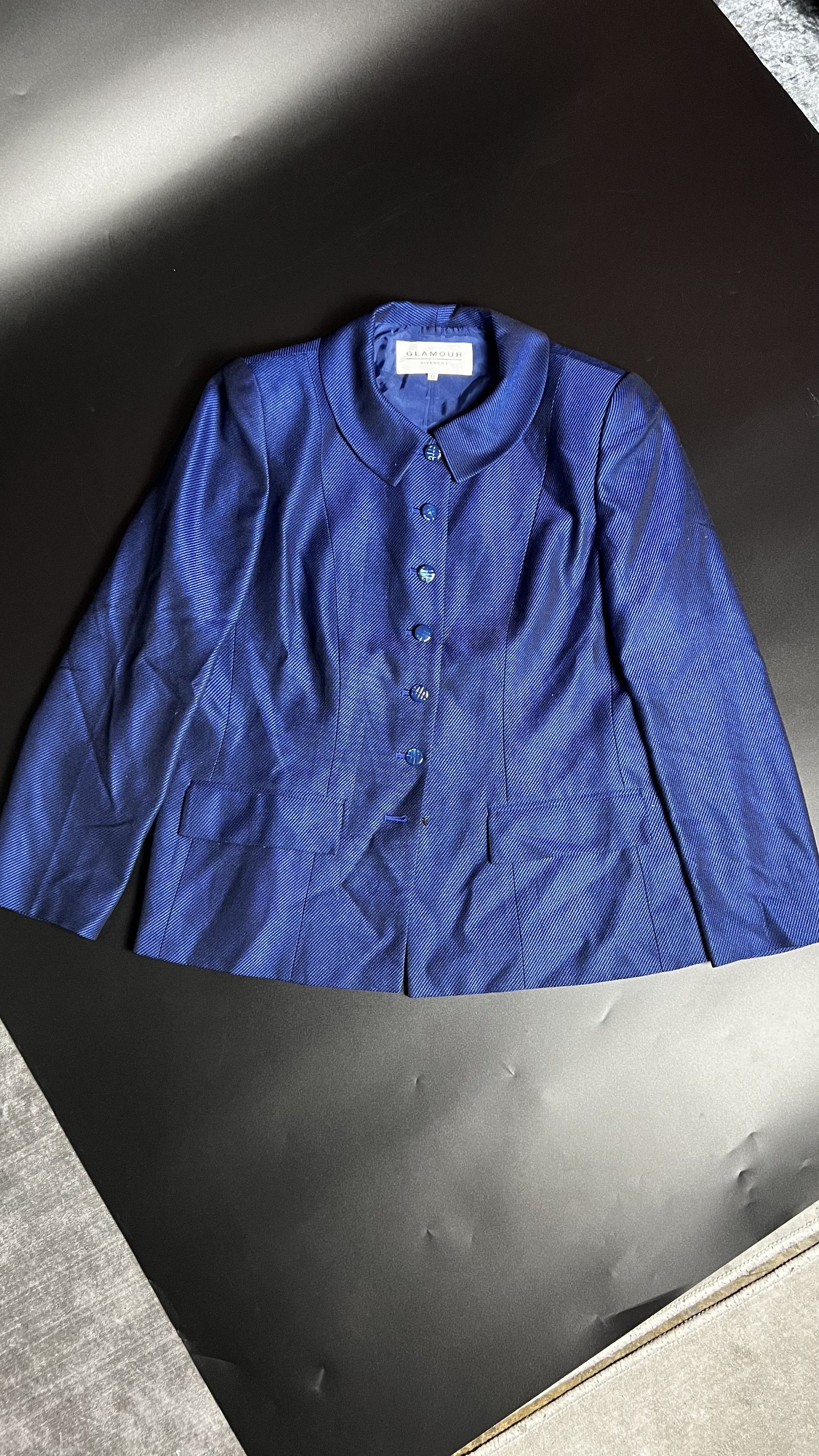 Givenchy GLAMOUR BY GIVENCHY ROYAL BLUE BLOUSE Size L / US 10 / IT 46 - 3 Thumbnail