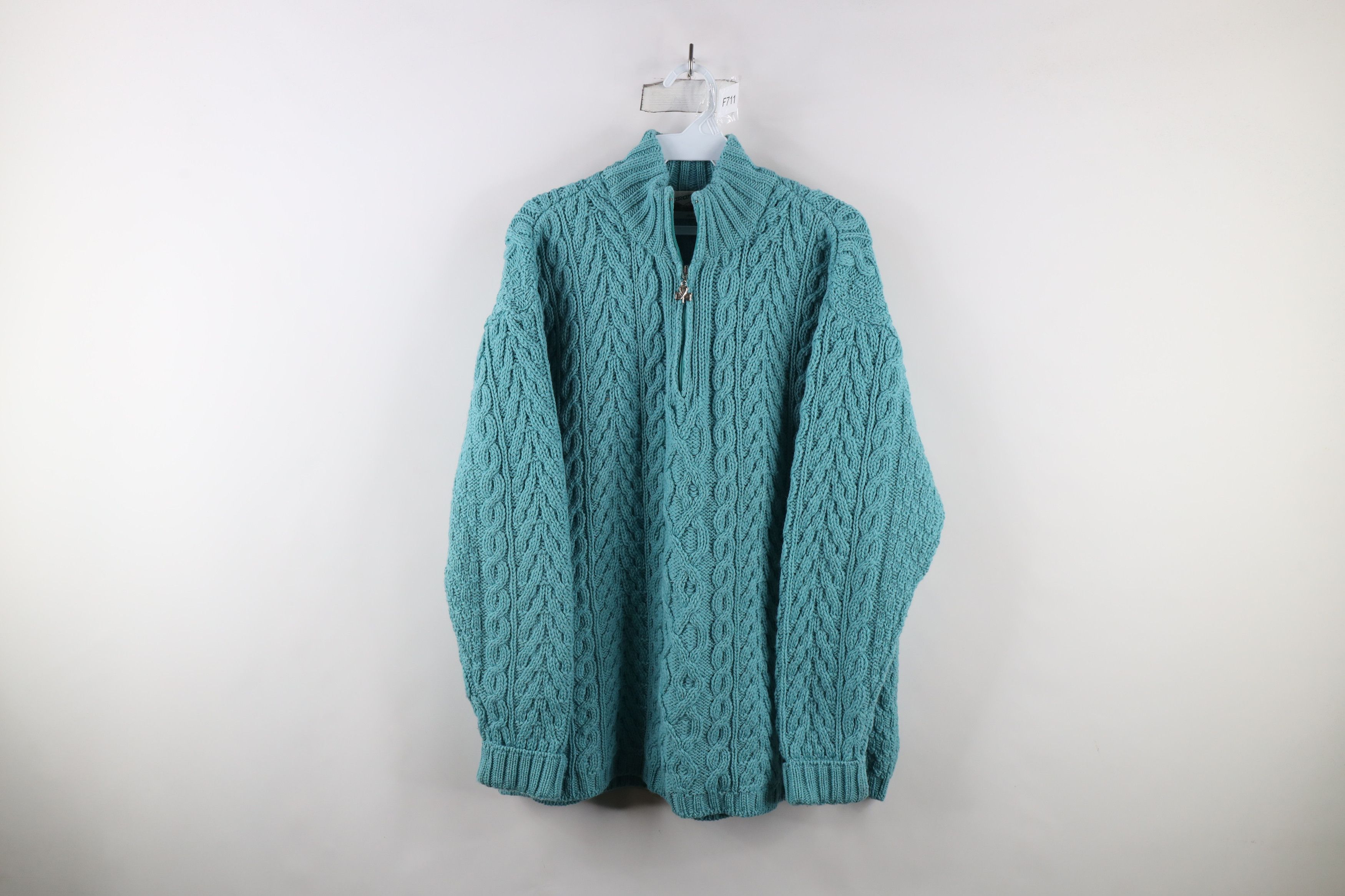 Vintage Vintage 90s Merino Wool Chunky Cable Knit Fisherman Sweater Size XL / US 12-14 / IT 48-50 - 1 Thumbnail