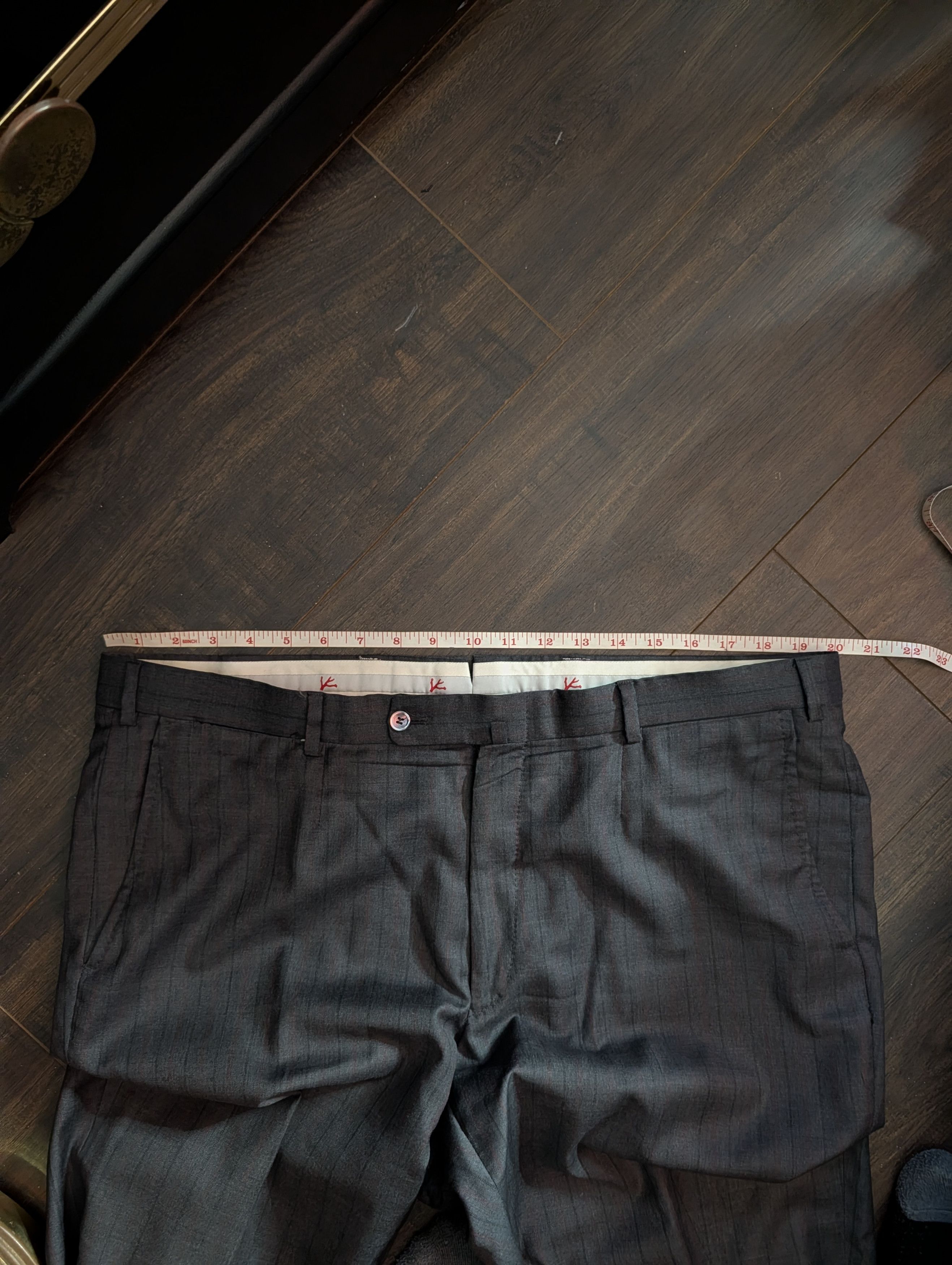 Isaia Timeless 140s wool pinstriped logo embroidery cuff pants Size US 40 / EU 56 - 17 Thumbnail