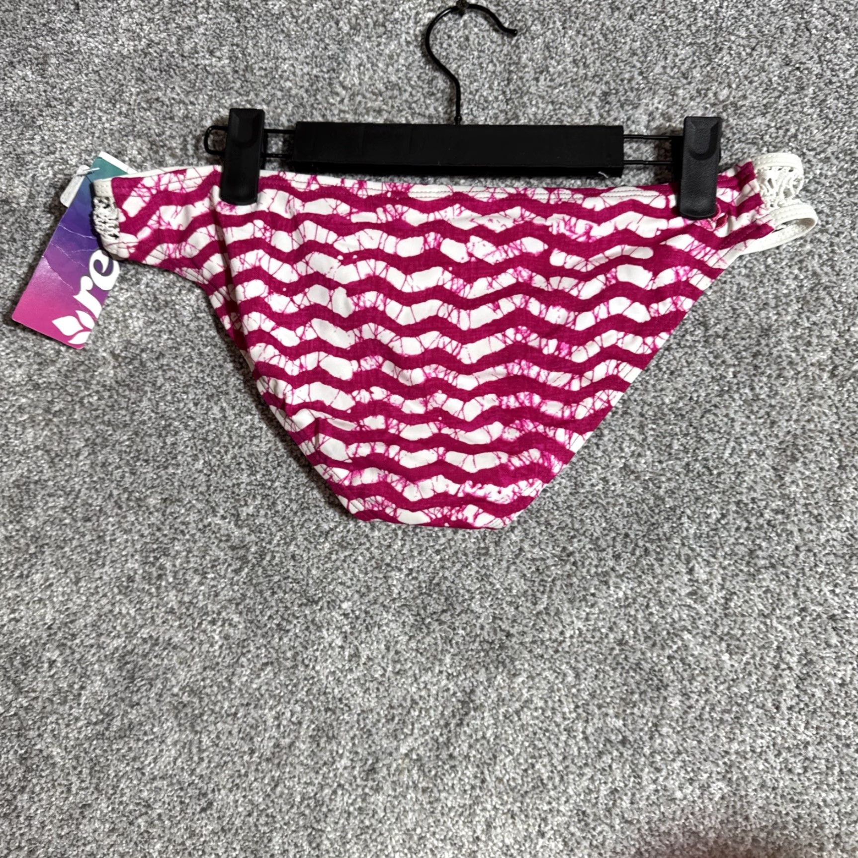 REEF Reef Bikini Bottom Women L Bikini Pink Retro 90s Y2K Geometric Coastal Stretch Lined Nylon Spandex Size 36" / US 14 / IT 50 - 6 Thumbnail