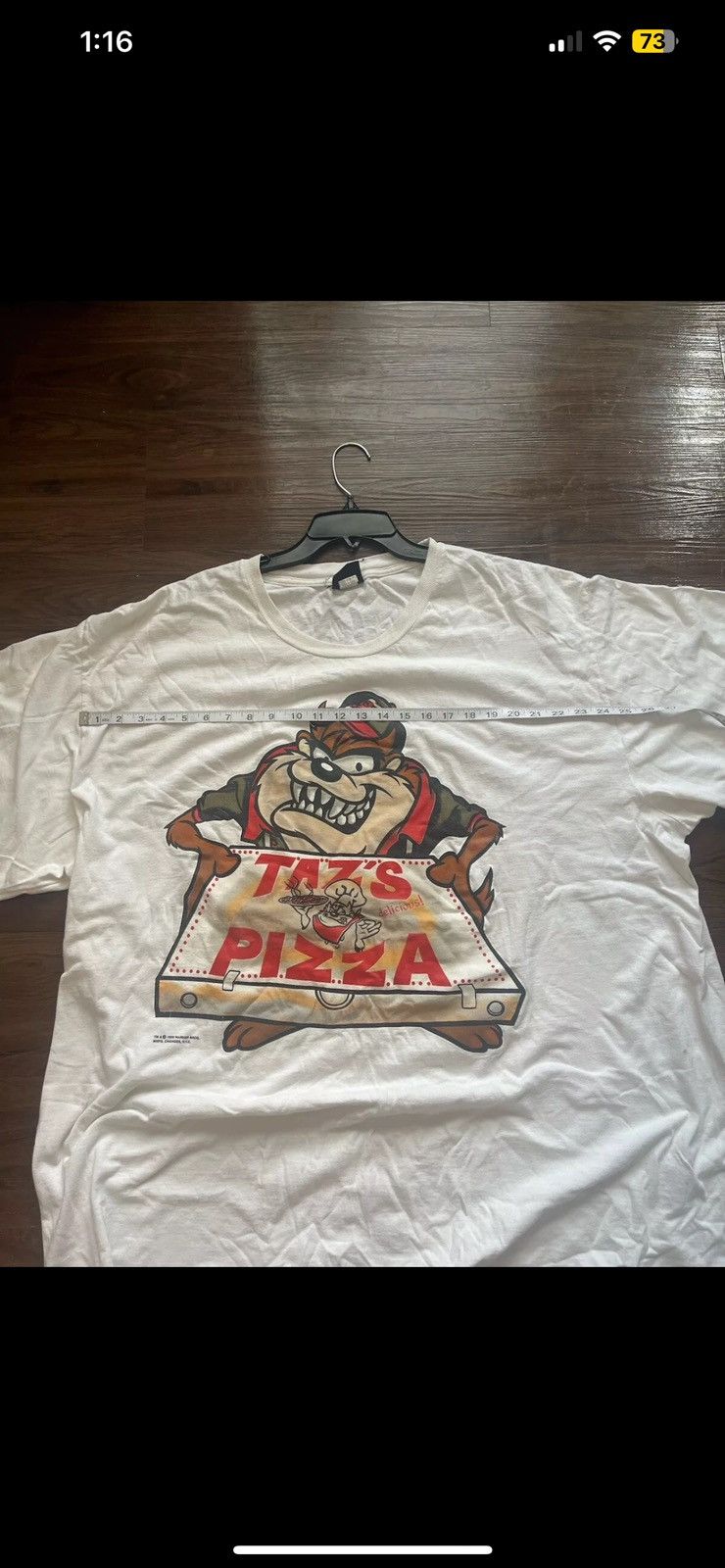 Changes × Vintage Vintage 1996 Warner Taz Pizza Double Sided Single Stitch Size US XXL / EU 58 / 5 - 15 Thumbnail