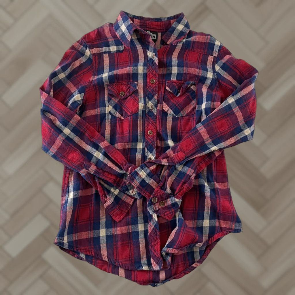 Vintage Angie Shirt Plaid Flannel Long Sleeve Button-Up S Women's Red Blue Size S / US 4 / IT 40 - 1 Thumbnail