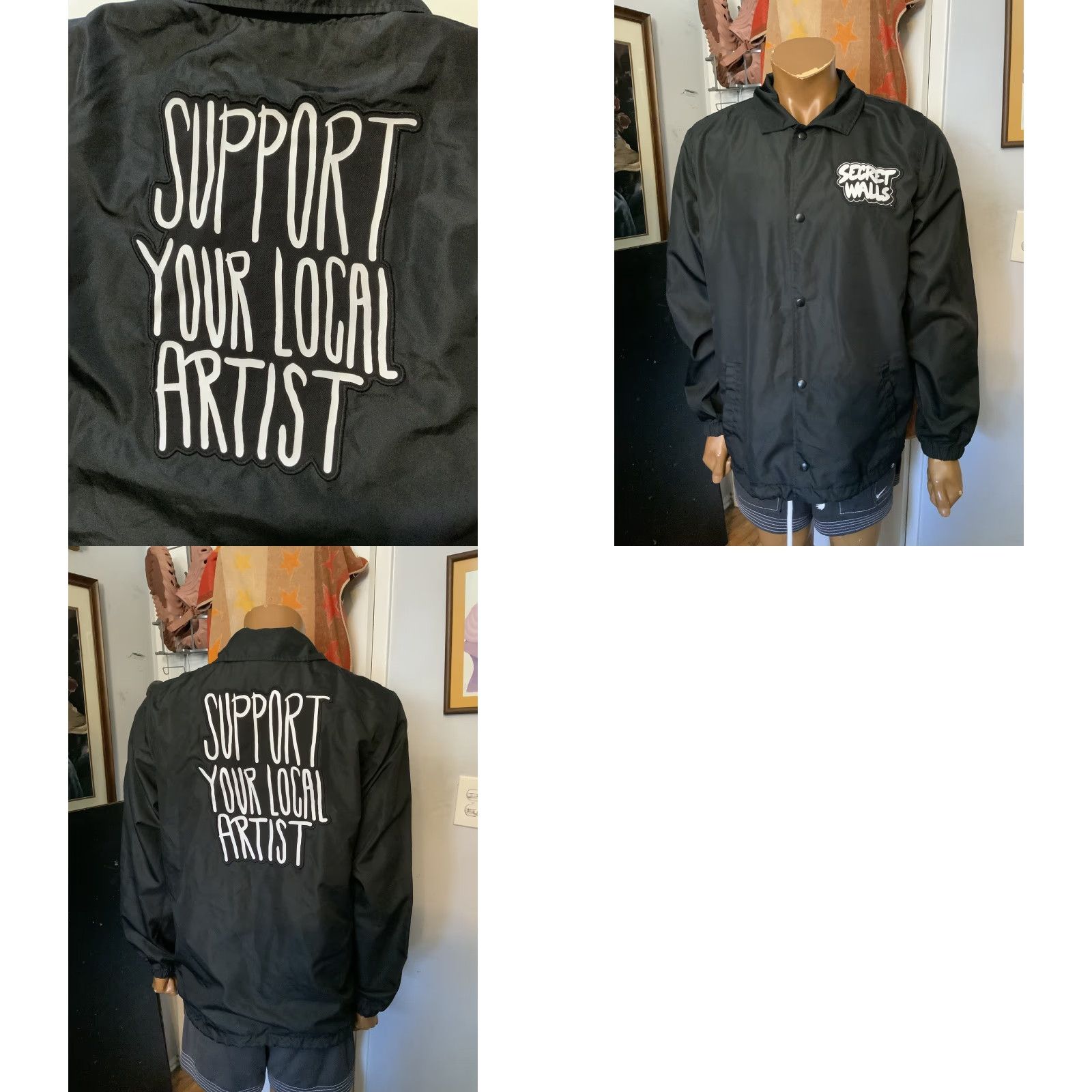 Vintage Secret Wells SYLA Support Your Local Artist Coaches Black Windbreaker Jacket M MD Windbreaker Jacket Men Black 47 Size US M / EU 48-50 / 2 - 8 Thumbnail