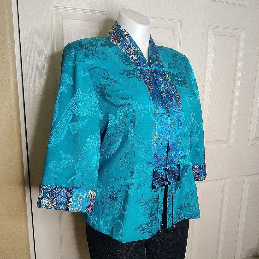 Vintage Vintage jewel tone embroidered button front oriental jacket Size L / US 10 / IT 46 - 3 Thumbnail