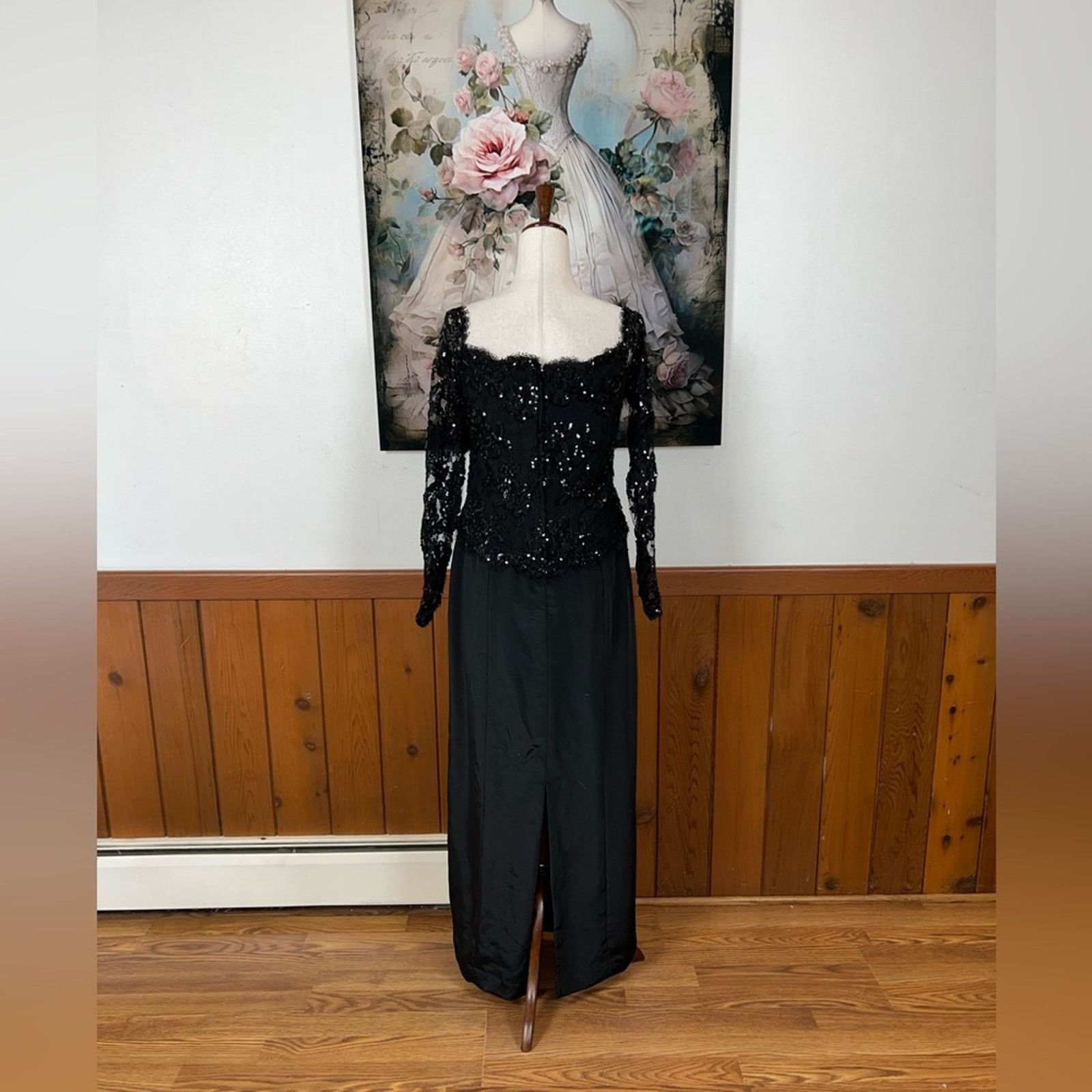 Vintage Vintage 90s Eve of Milady Black Sequin Evening Gown! Size XL / US 12-14 / IT 48-50 - 5 Thumbnail