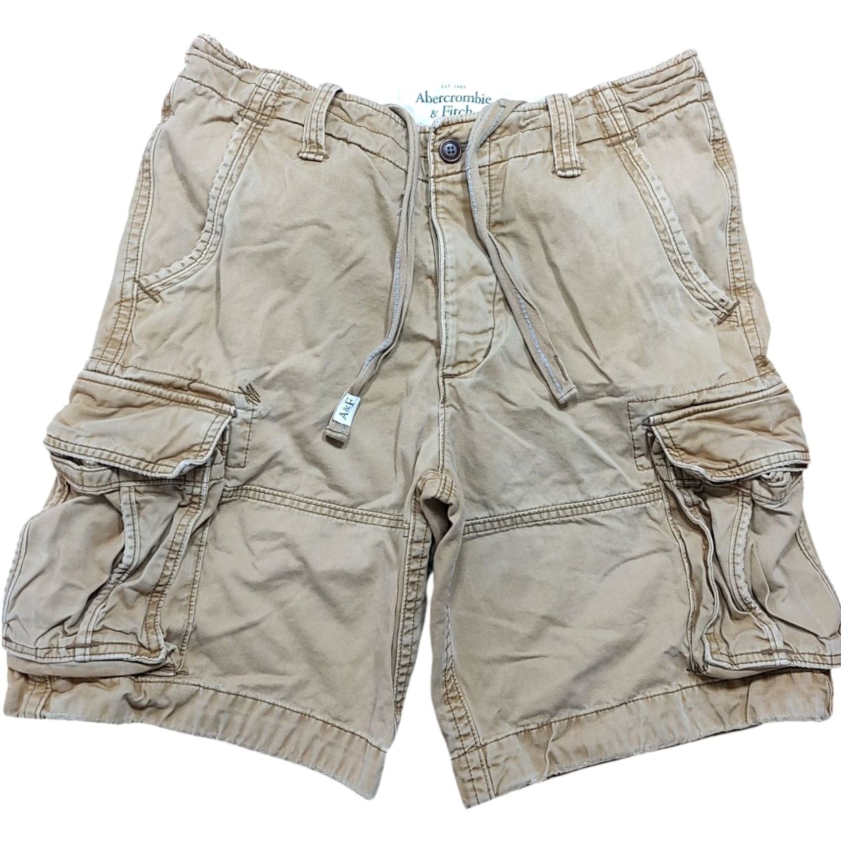 Abercrombie & Fitch VINTAGE Abercrombie & Fitch Y2k Military Brown Cargo Shorts Mens 33 Button Fly Brown Cotton Cargo 90s Army Outdoor Mensitles Size US 33 - 2 Thumbnail