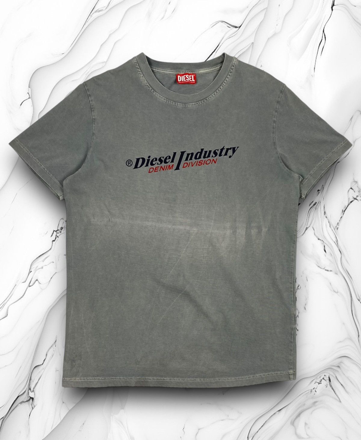 Diesel Diesel Industry Faded Gray Big Logo Avant-garde T Shirt Size US L / EU 52-54 / 3 - 1 Thumbnail