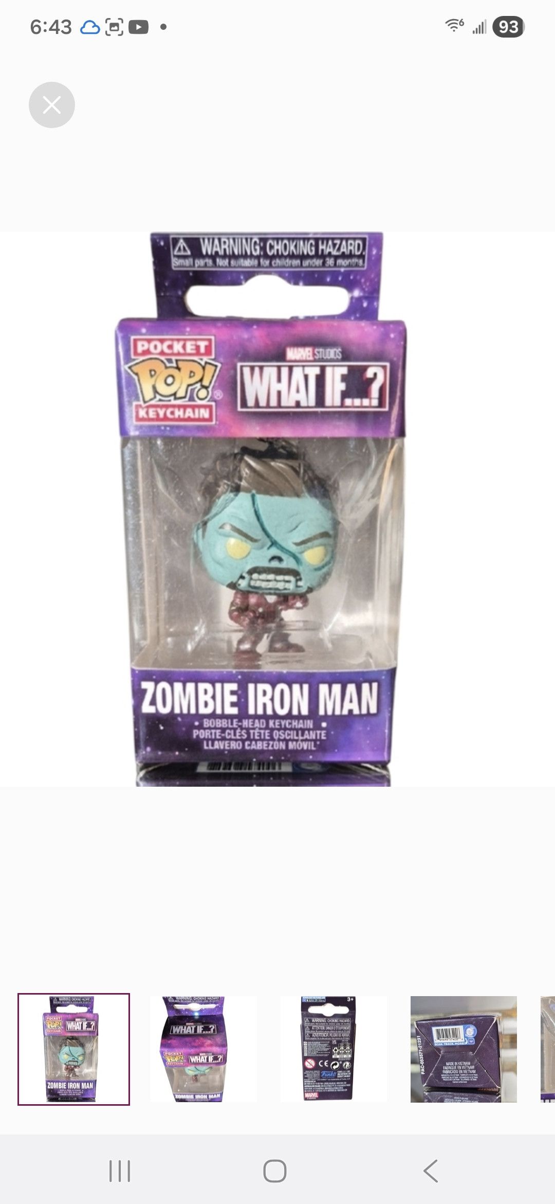 Other Funko × Marvel What If..?Zombie Iron Man Pocket POP Keychain Size ONE SIZE - 1 Thumbnail
