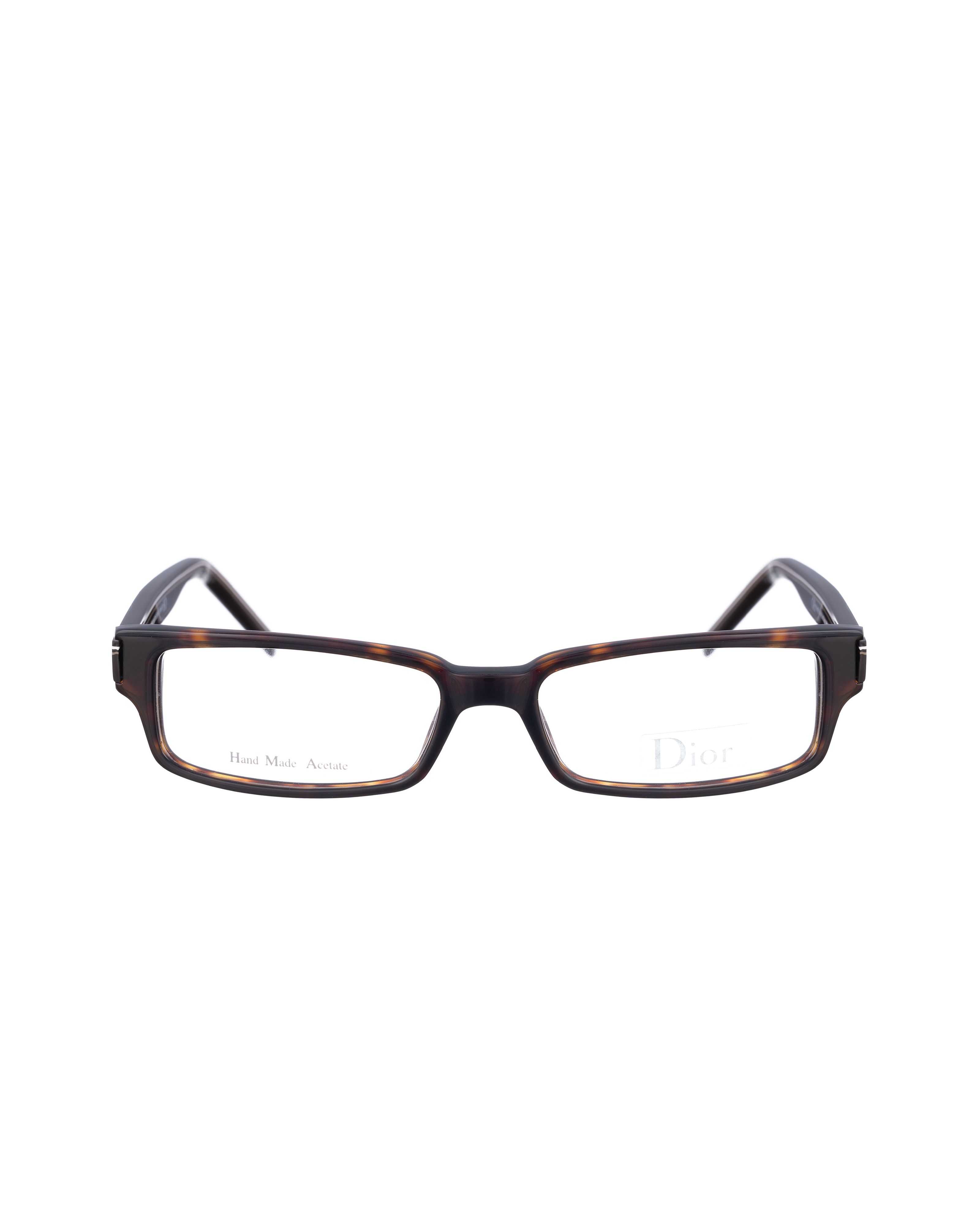 Dior Dior 00s Brown Rectangular Plastic Glasses with Stripes Size ONE SIZE - 1 Thumbnail