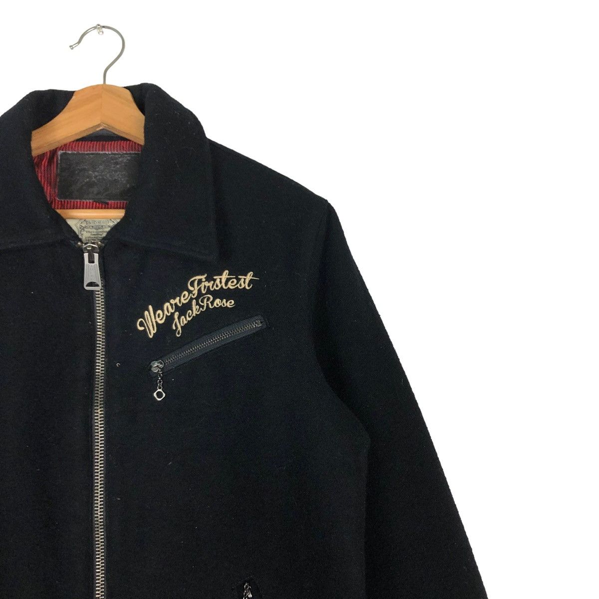 Japanese Brand 🔥VINTAGE WOOL BIKER JACKET JACKROSE BIG LOGO PUNK DESIGN Size US M / EU 48-50 / 2 - 7 Thumbnail