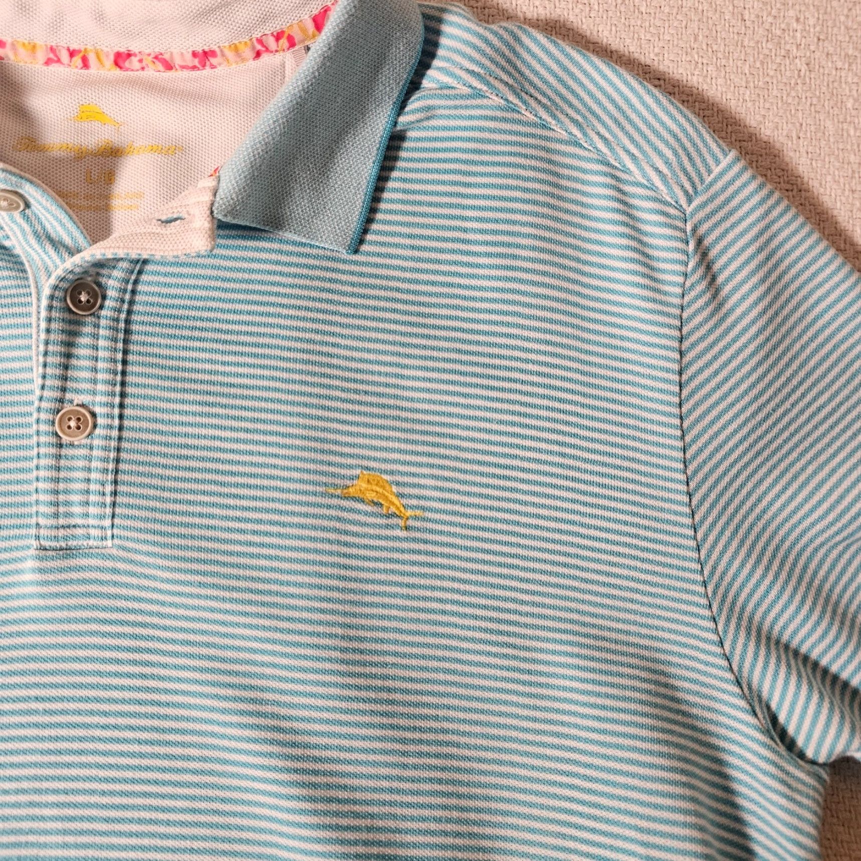 Tommy Bahama Tommy Bahama Polo Shirt Mens L Blue Striped Supima Cotton Polyester Knit Casual Short Sleeve Golf Walking Classic Size US L / EU 52-54 / 3 - 3 Thumbnail