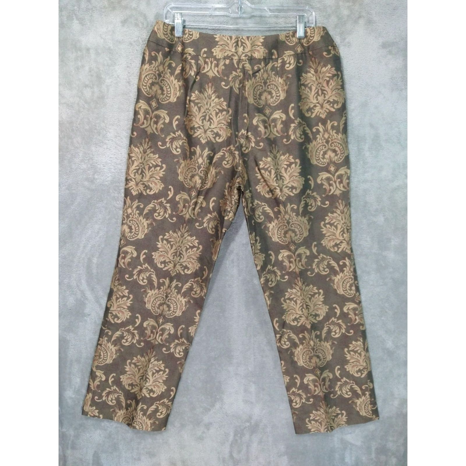 Talbots Talbots Pants Womens 14 Petite Brown Damask Silk Wool Jacquard Brocade Trouser Size 32" / US 10 / IT 46 - 2 Thumbnail