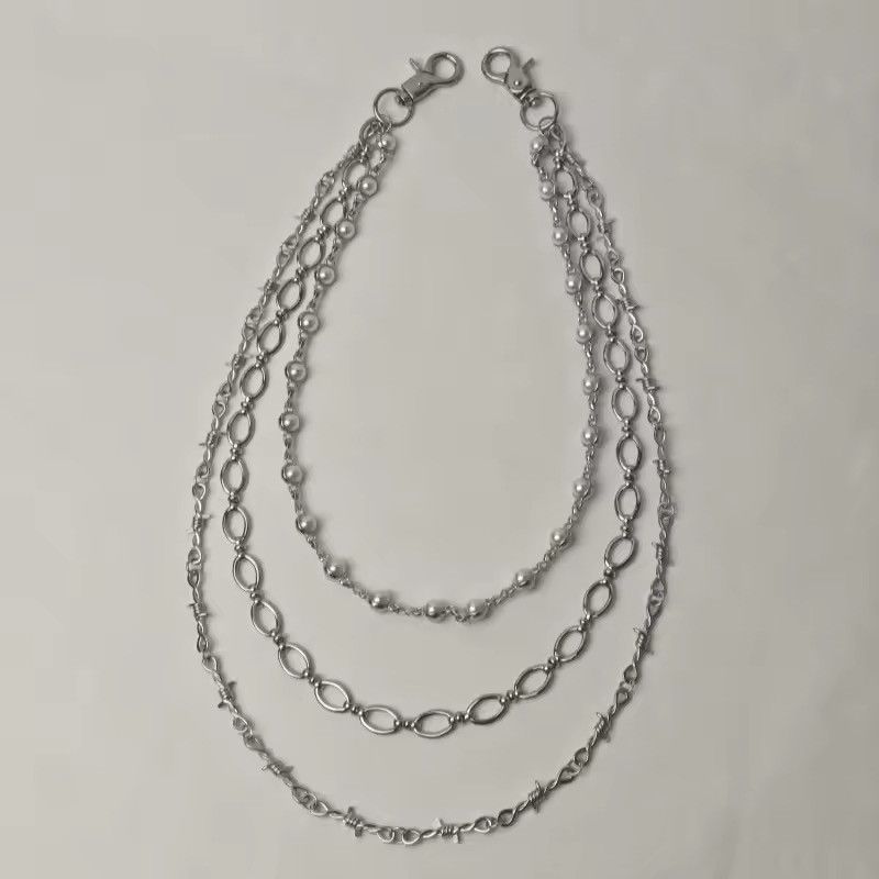 Other Silvery Rivet Three Layers Concise Pants Waist Chain Size ONE SIZE - 5 Thumbnail