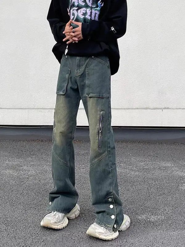 VIBE Retro high street washed distressed buttoned jeans Size US 34 / EU 50 - 3 Thumbnail