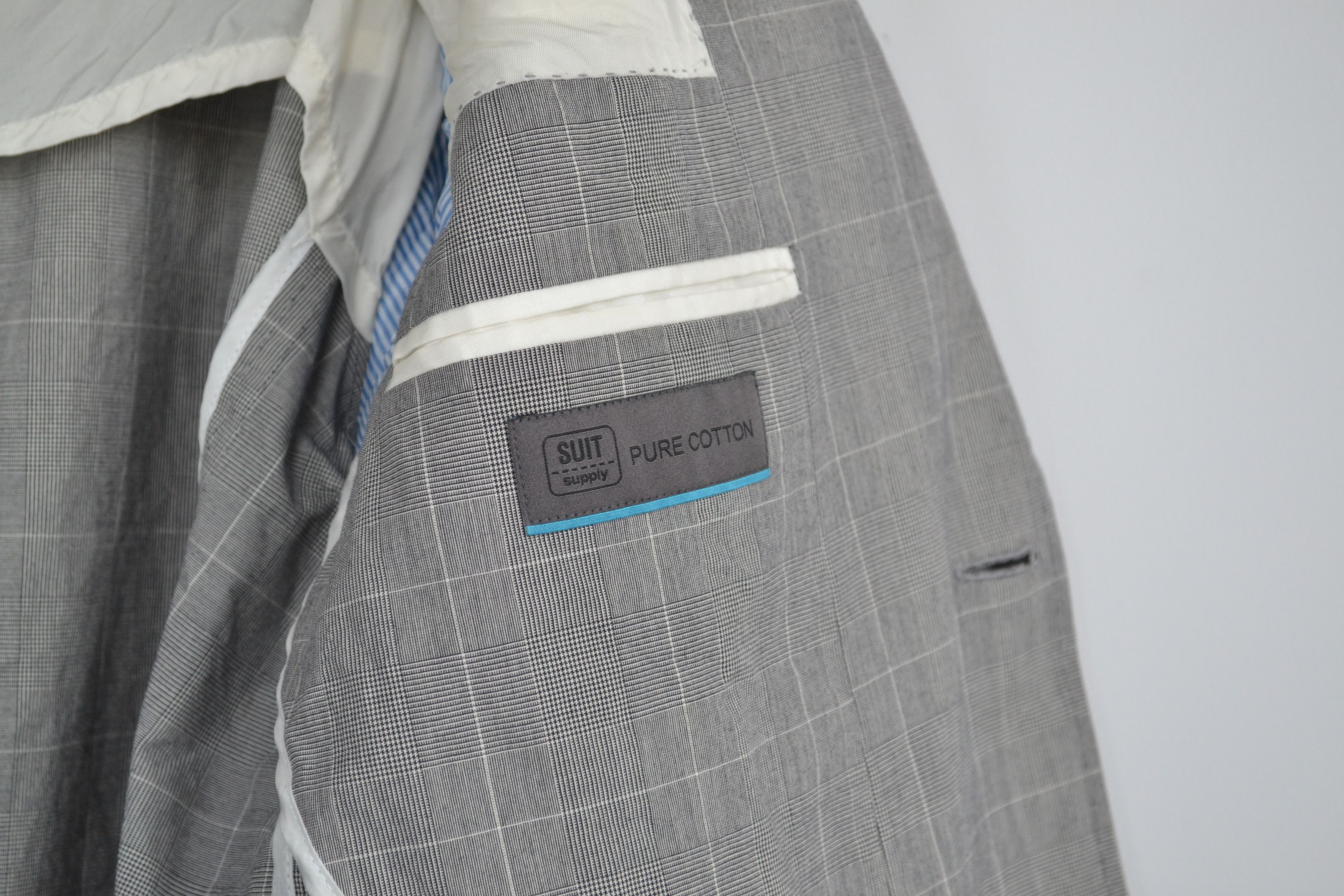 Suitsupply 🔴 SUITSUPPLY Blazer Jacket Suit Grey White Check Cotton Size 46R - 6 Thumbnail